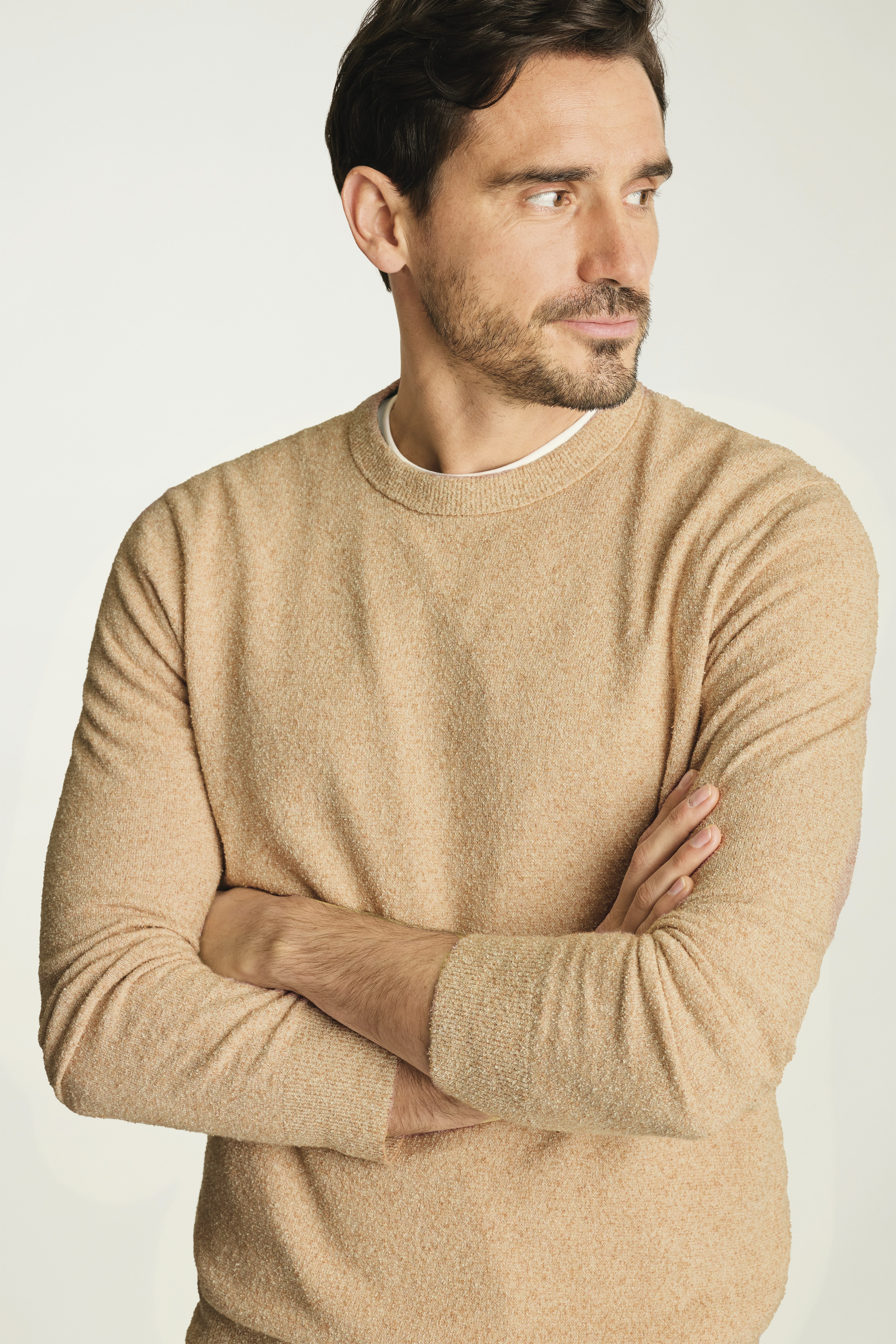 Boucle Cotton Sweater camel stripe 3 Boucle Cotton Sweater camel stripe