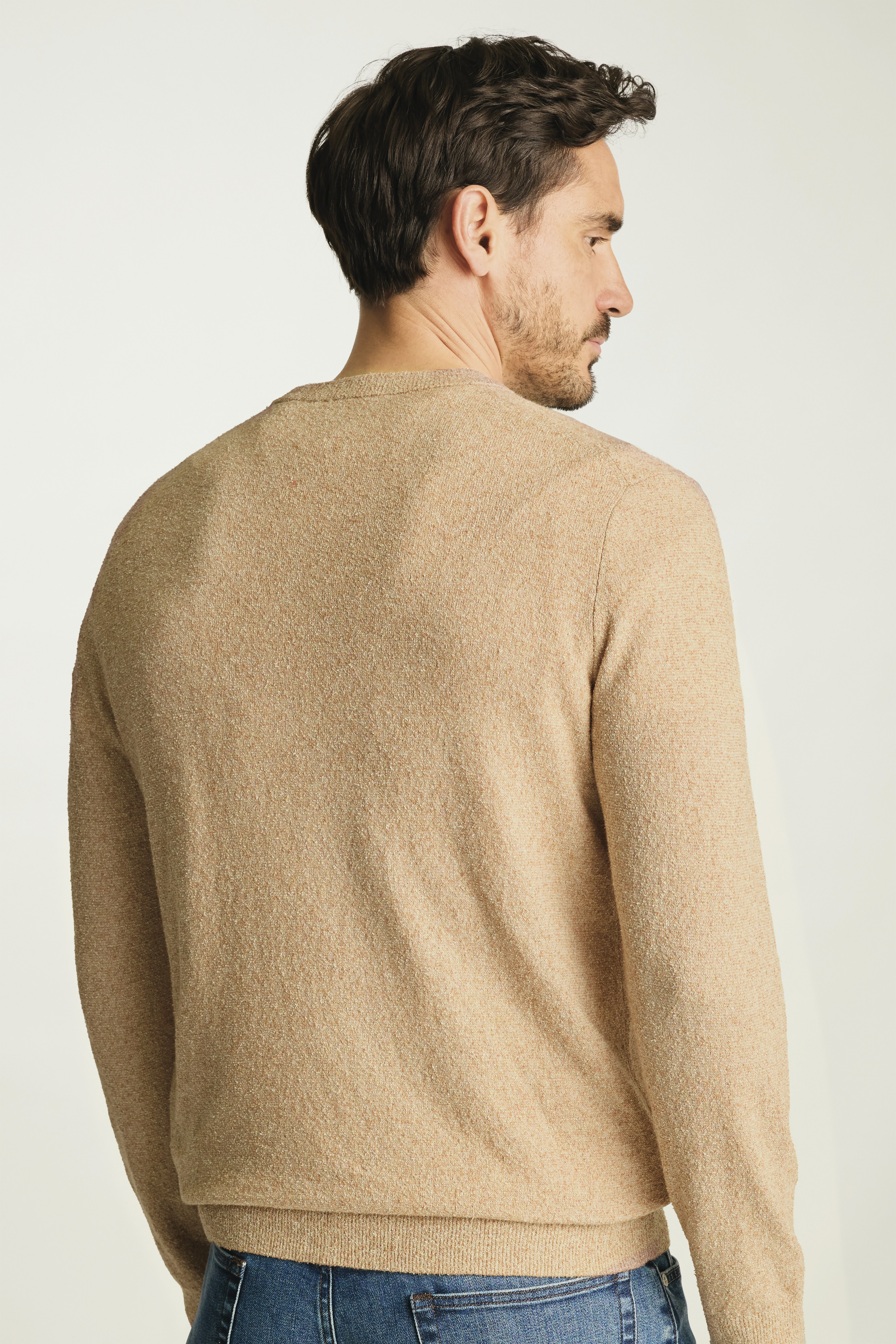 Boucle Cotton Sweater camel stripe 4 Boucle Cotton Sweater camel stripe