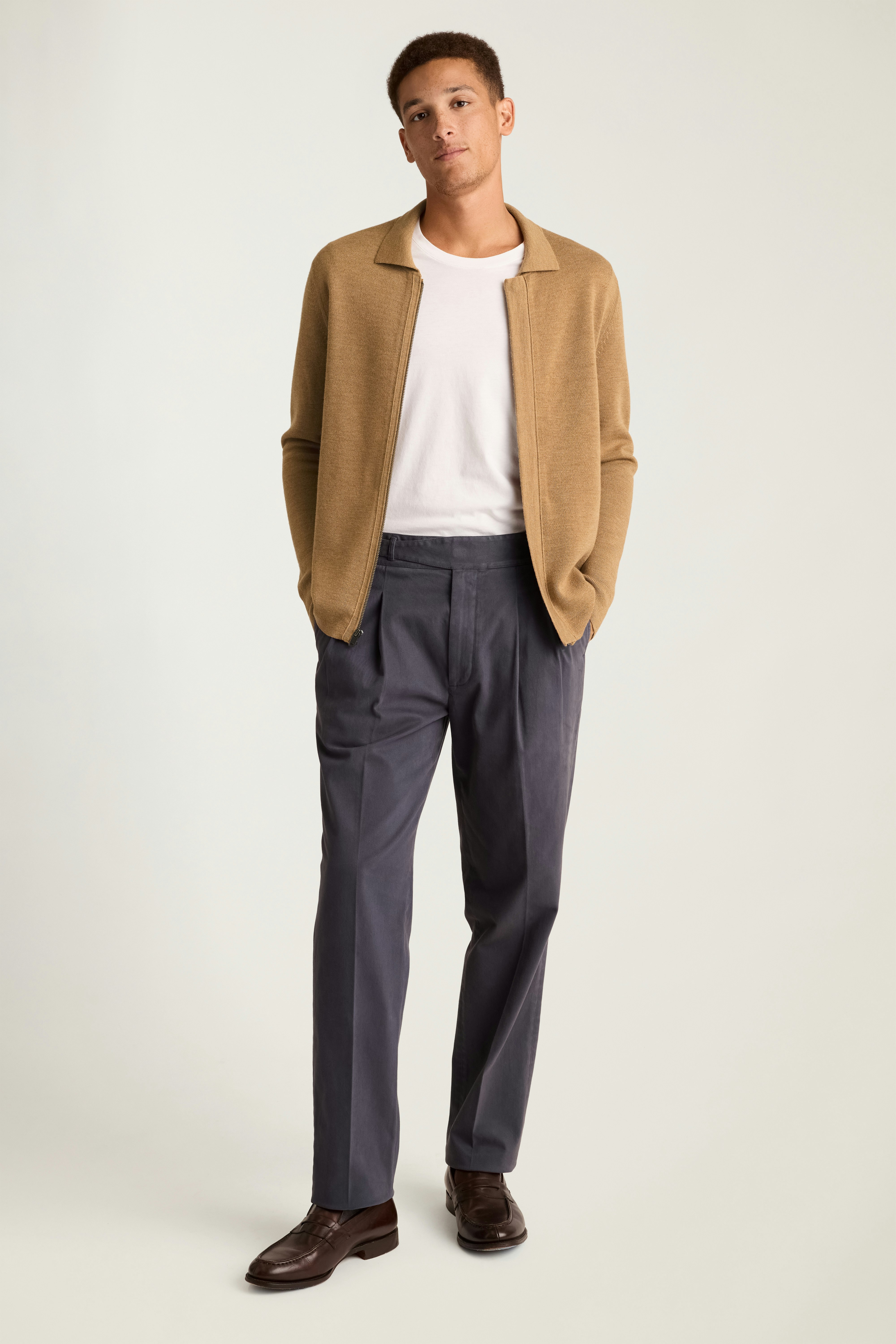 Merino Sweater Bomber dark camel