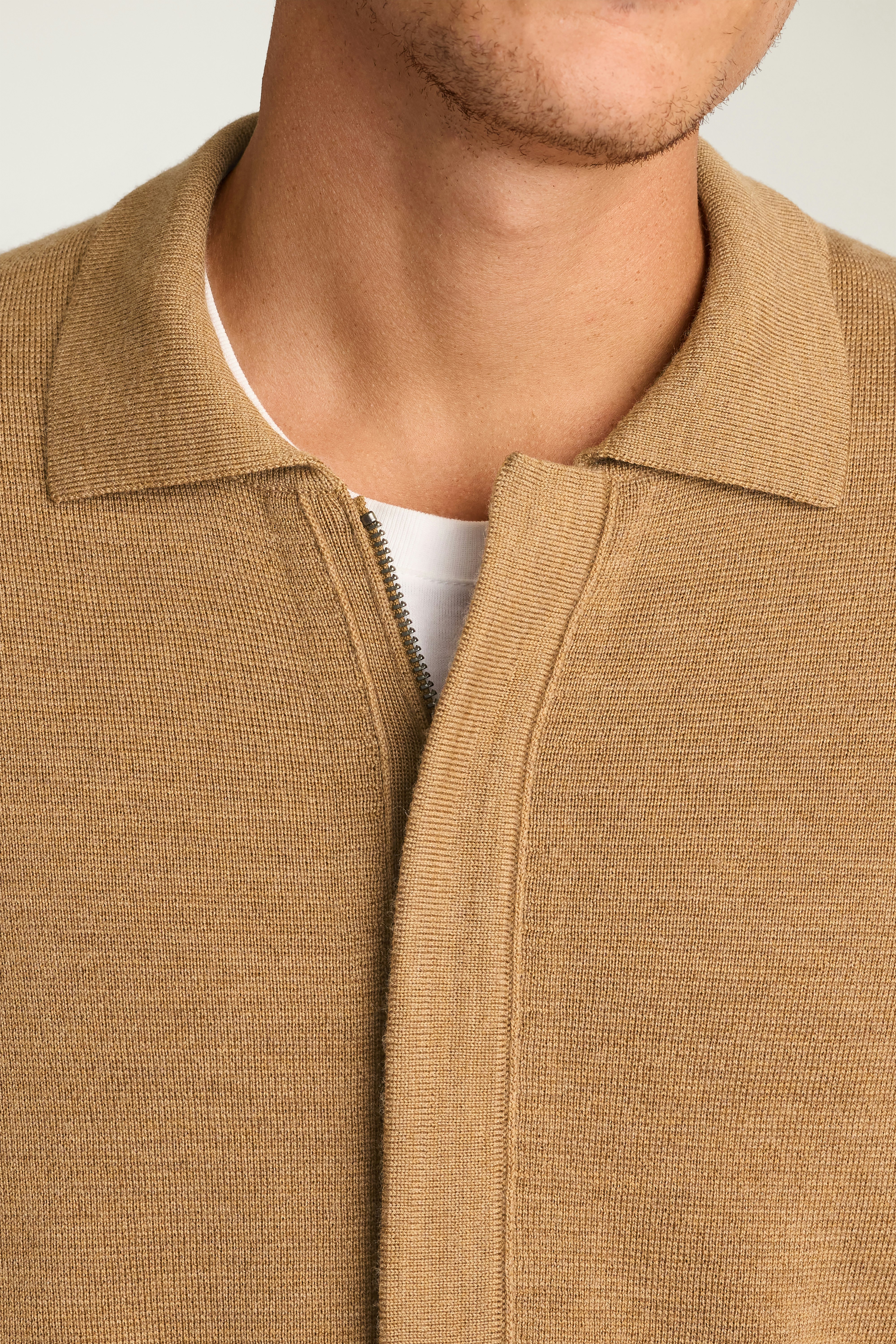 Merino Sweater Bomber dark camel