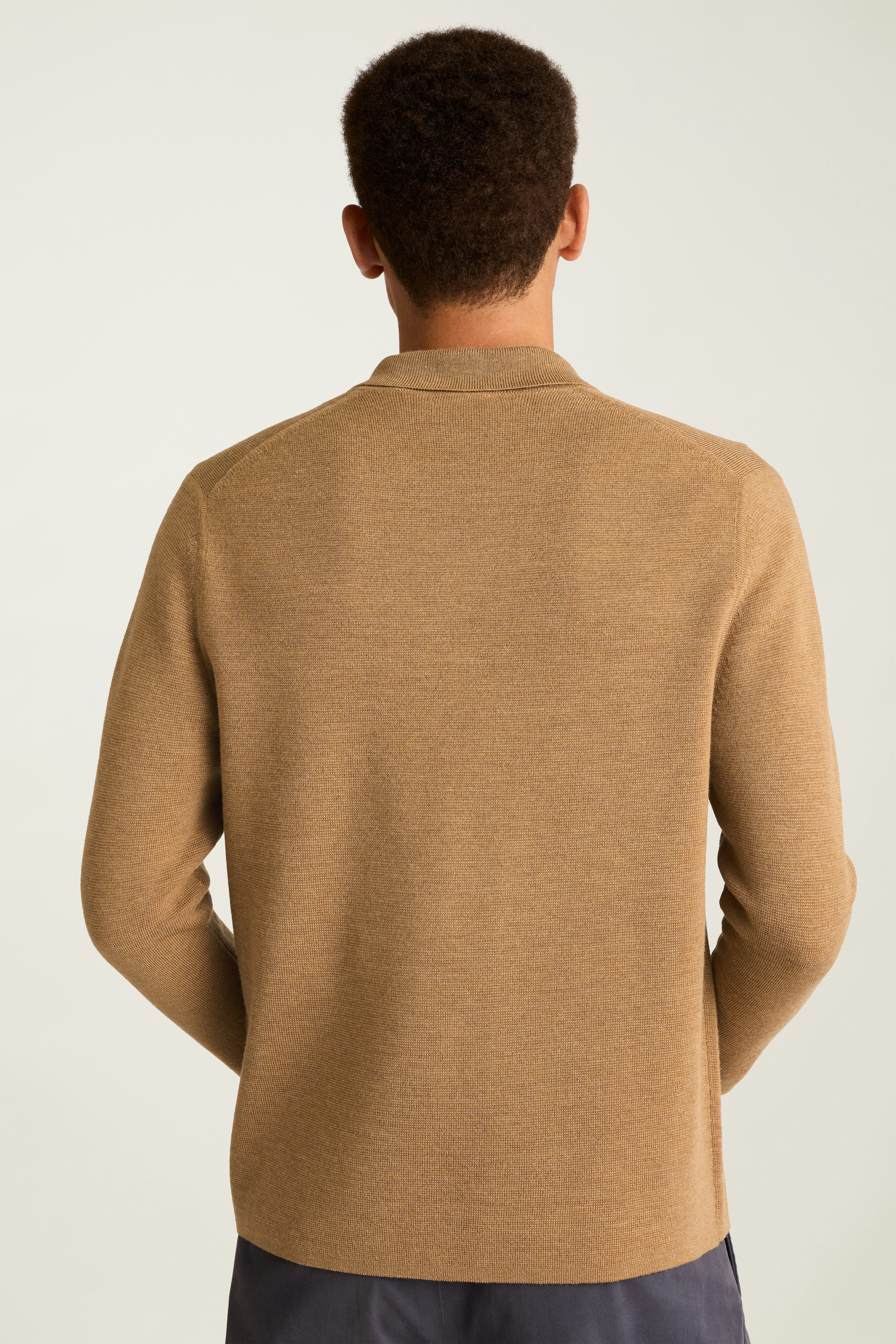 Merino Sweater Bomber dark camel