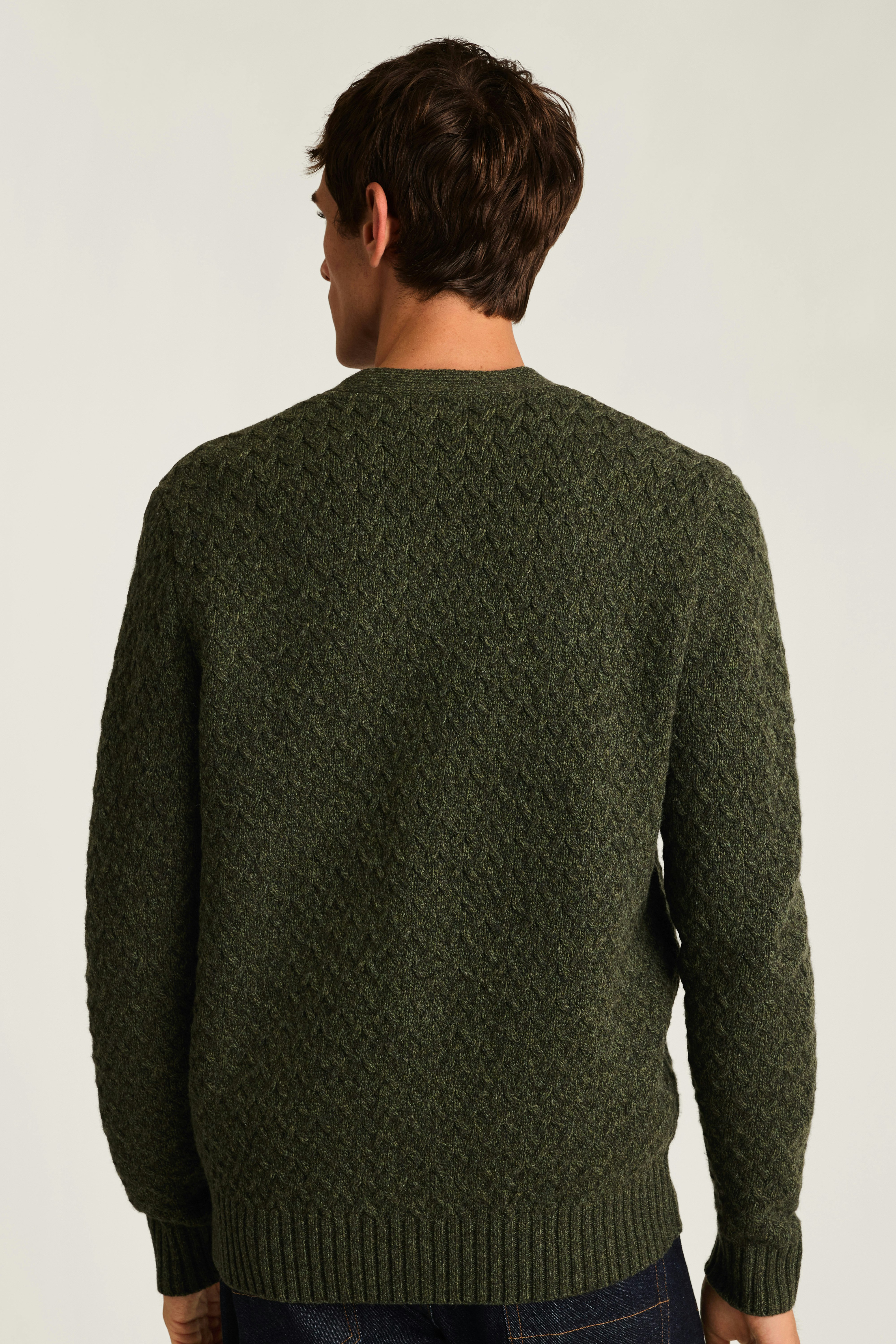 Merino Blend Cable Cardigan dark olive green