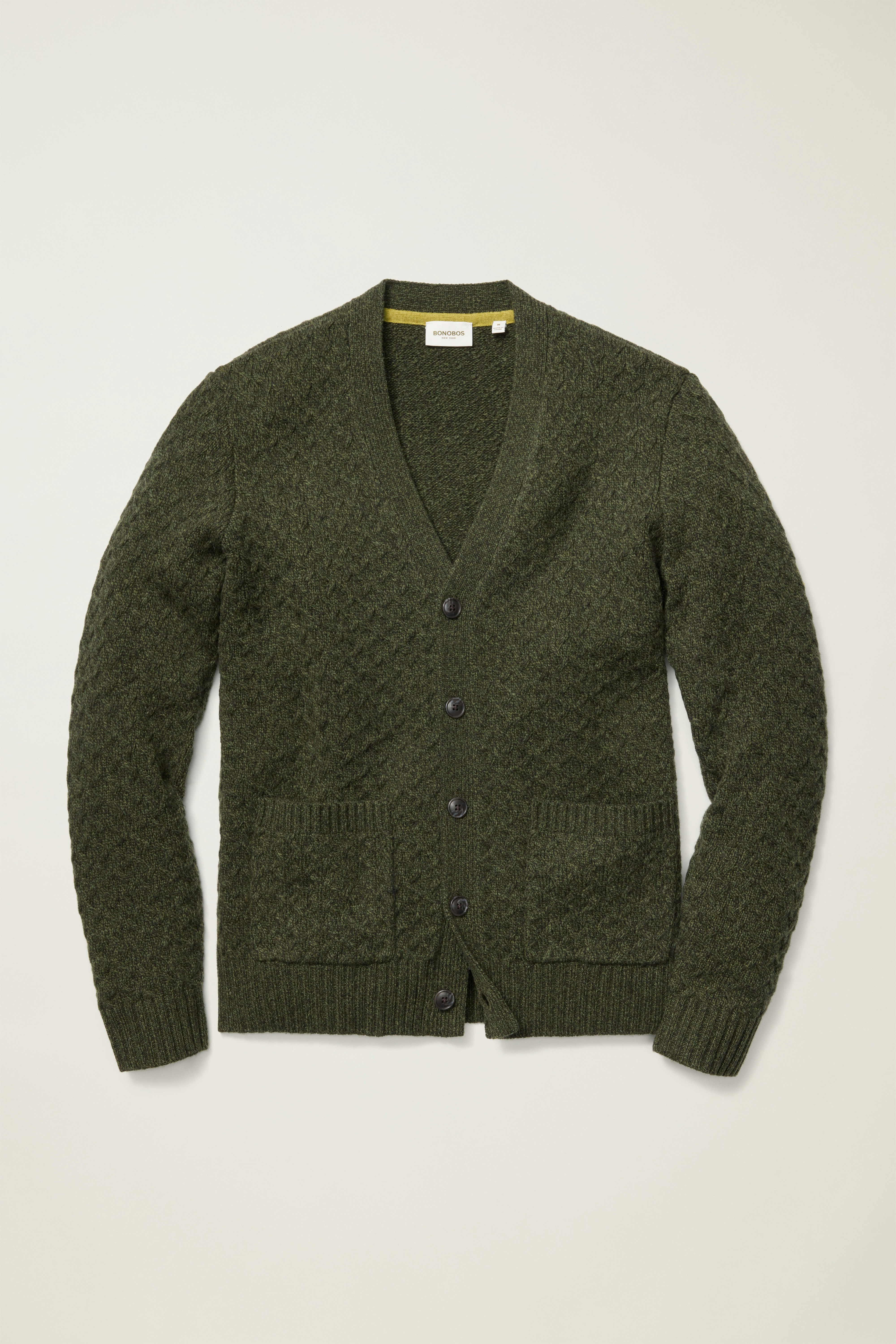 Merino Blend Cable Cardigan dark olive green