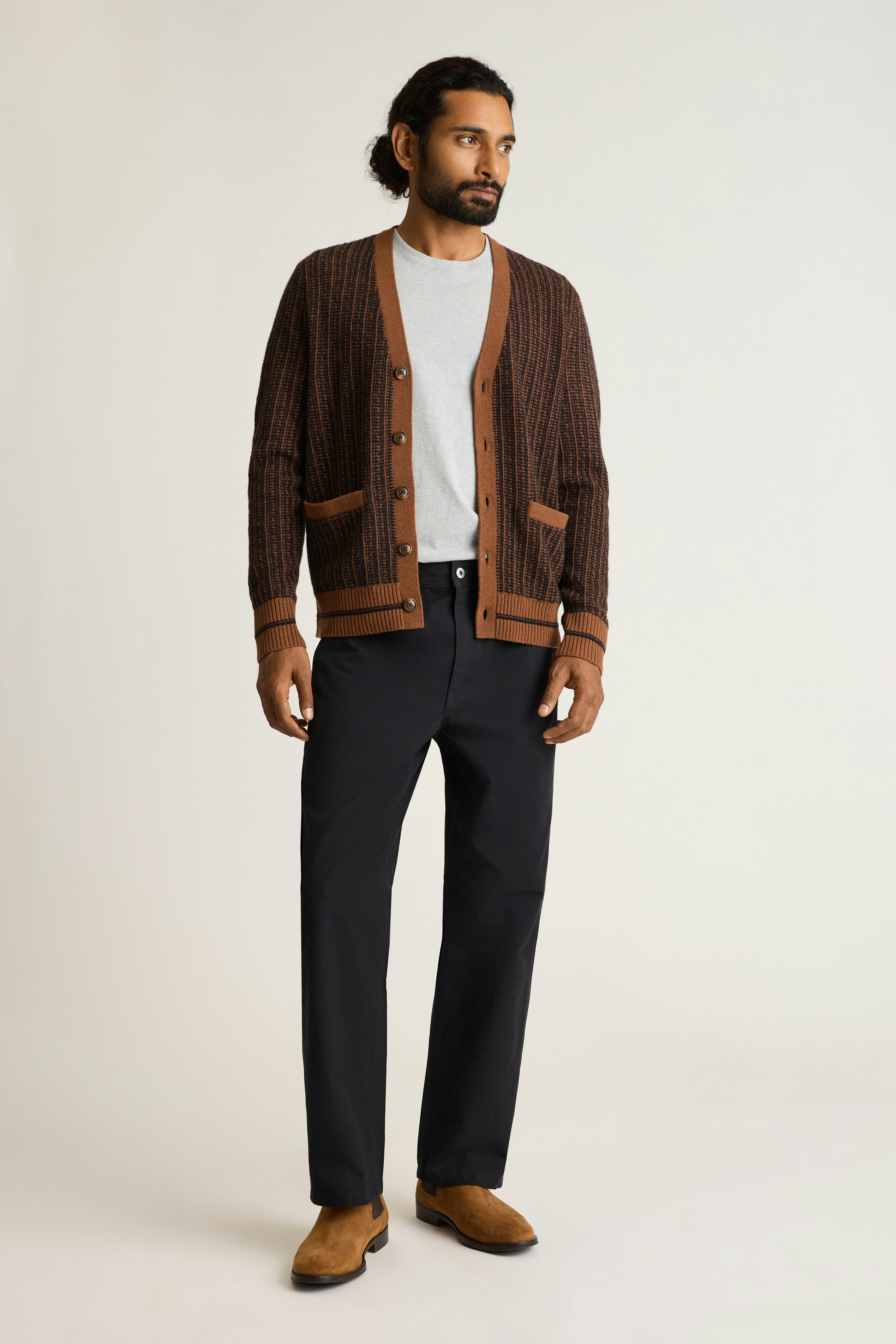 Extrafine Merino Retro Cardigan chestnut