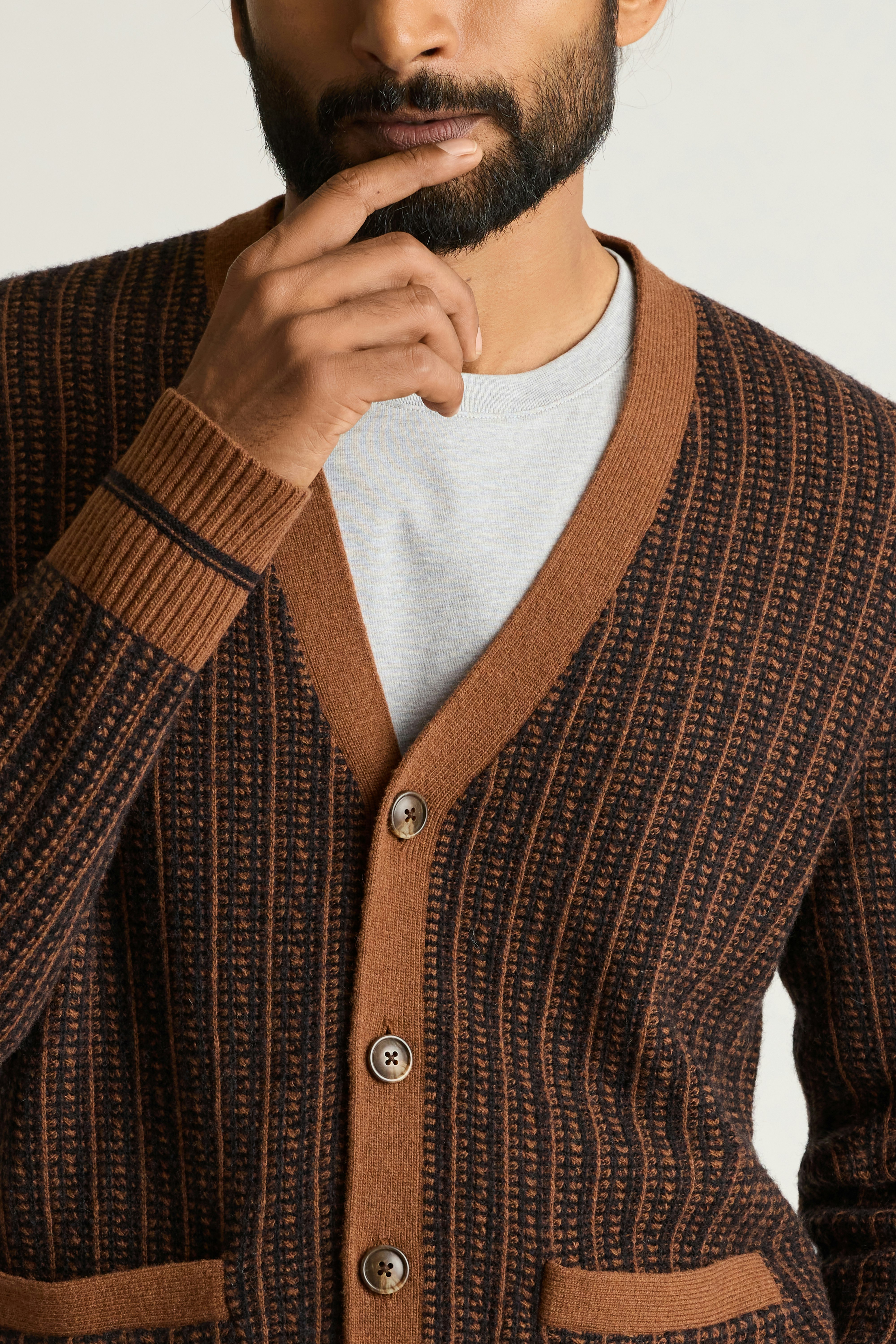 Extrafine Merino Retro Cardigan chestnut