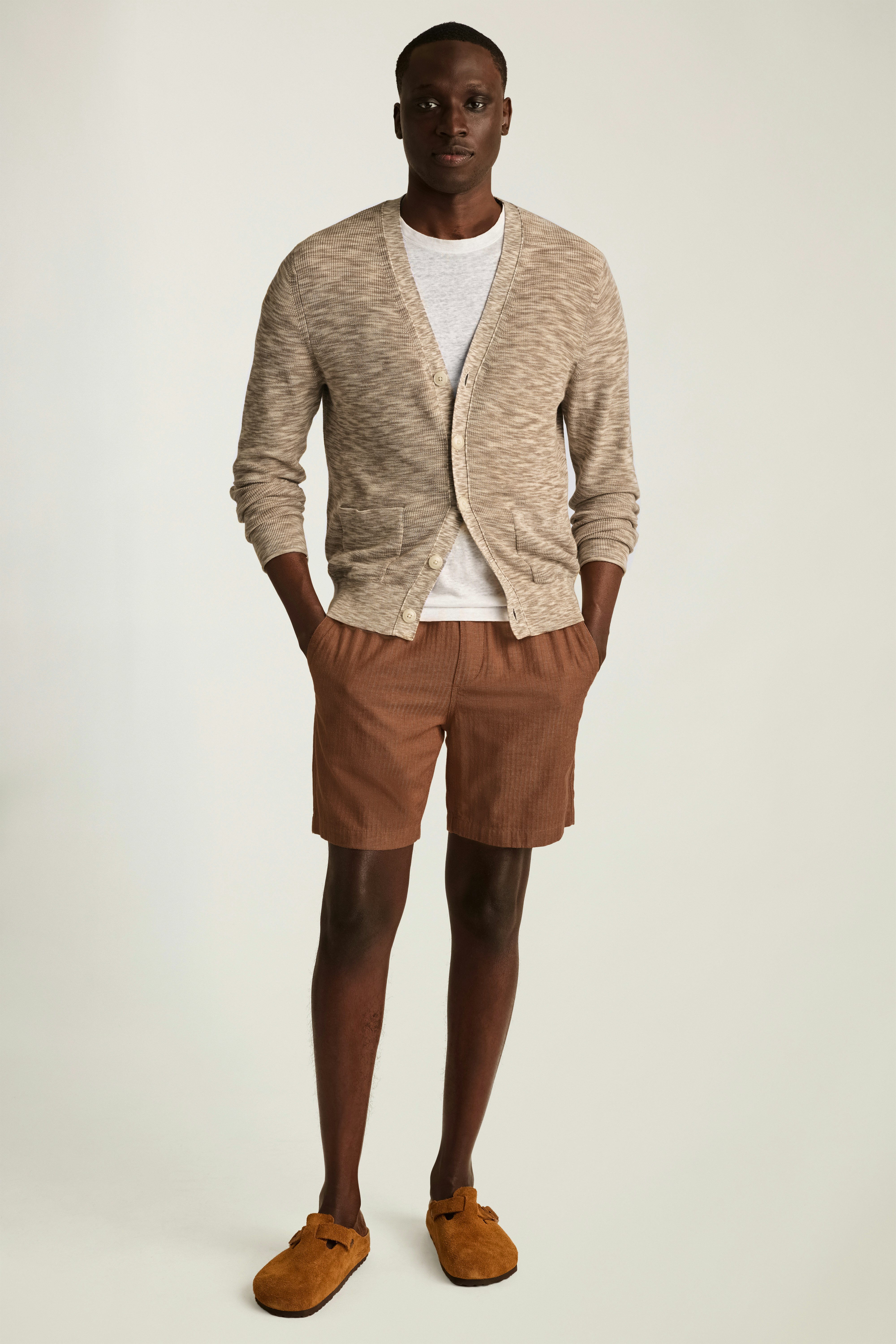 Italian Cardigan light beige space dye