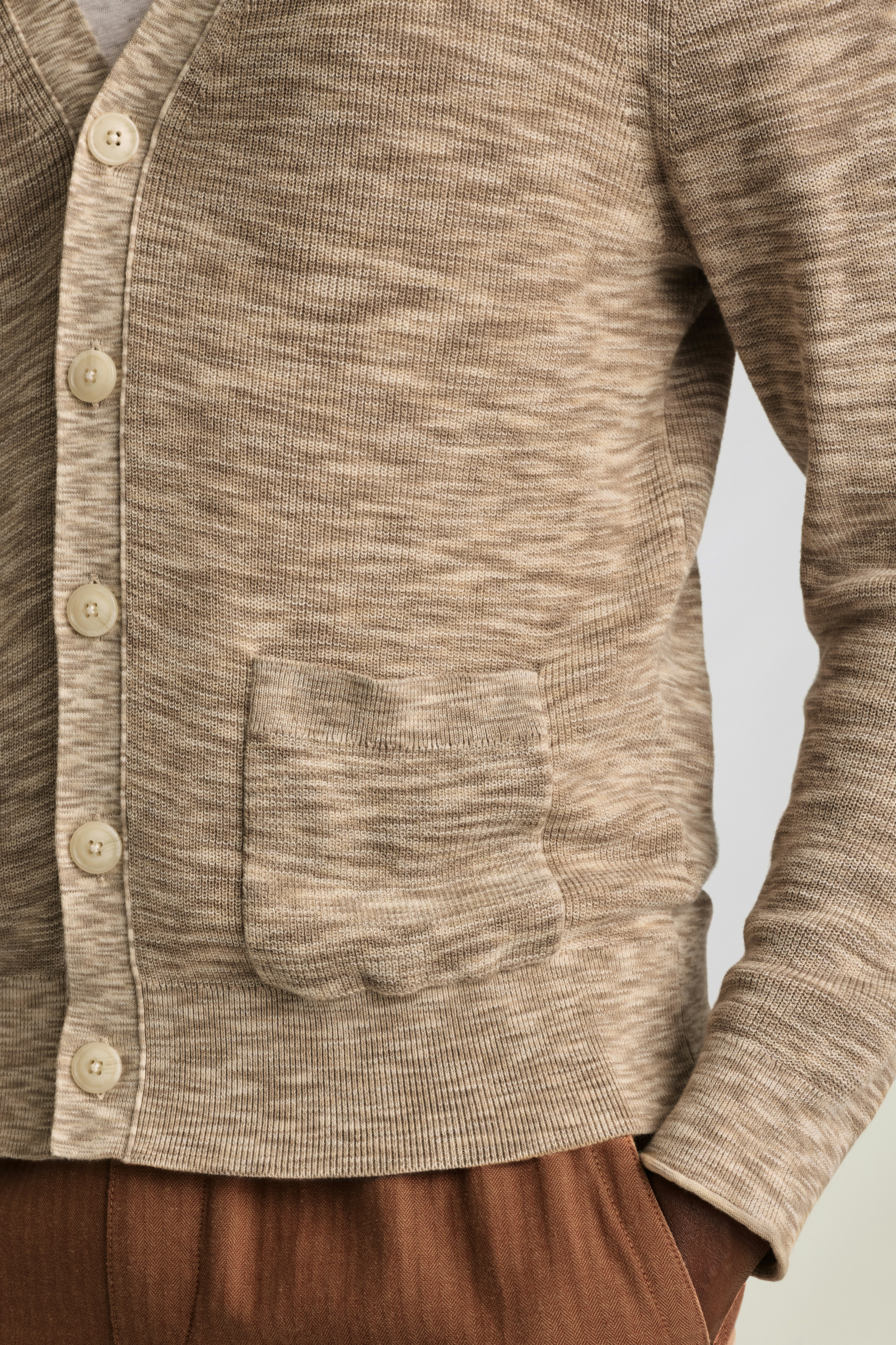 Italian Cardigan light beige space dye
