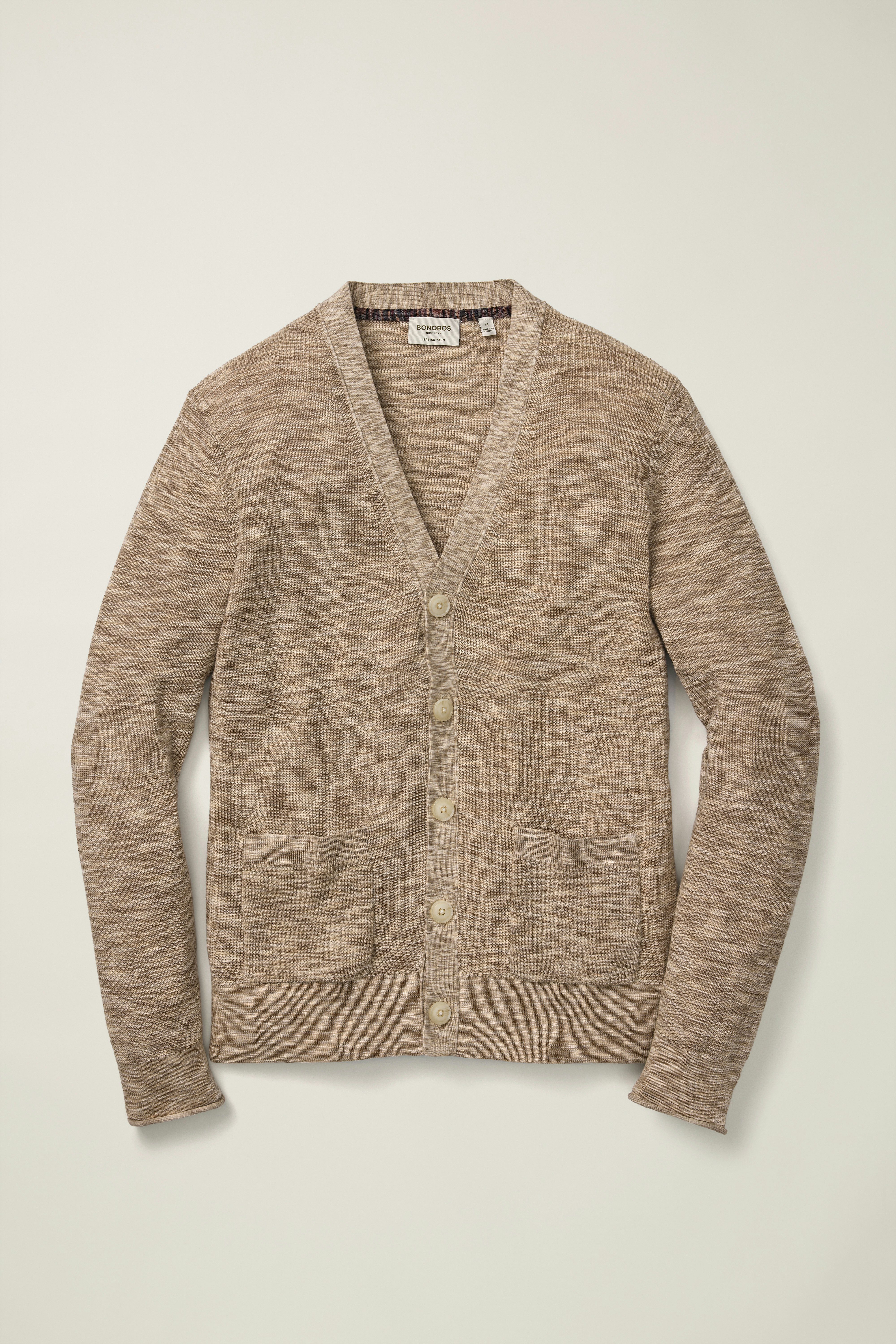 Italian Cardigan light beige space dye 5 Italian Cardigan light beige space dye