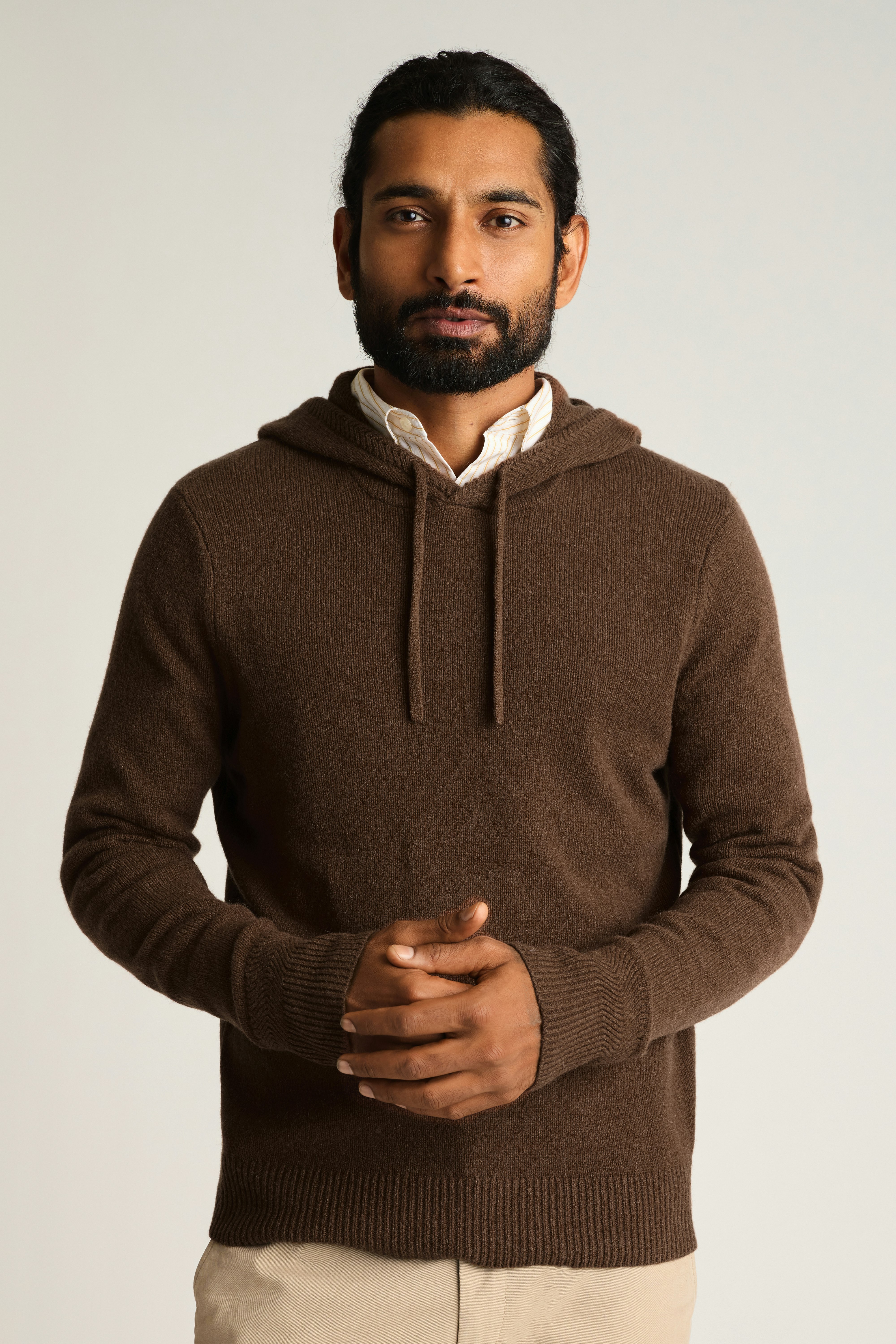 Italian Cashmere Hoodie chocolate brown