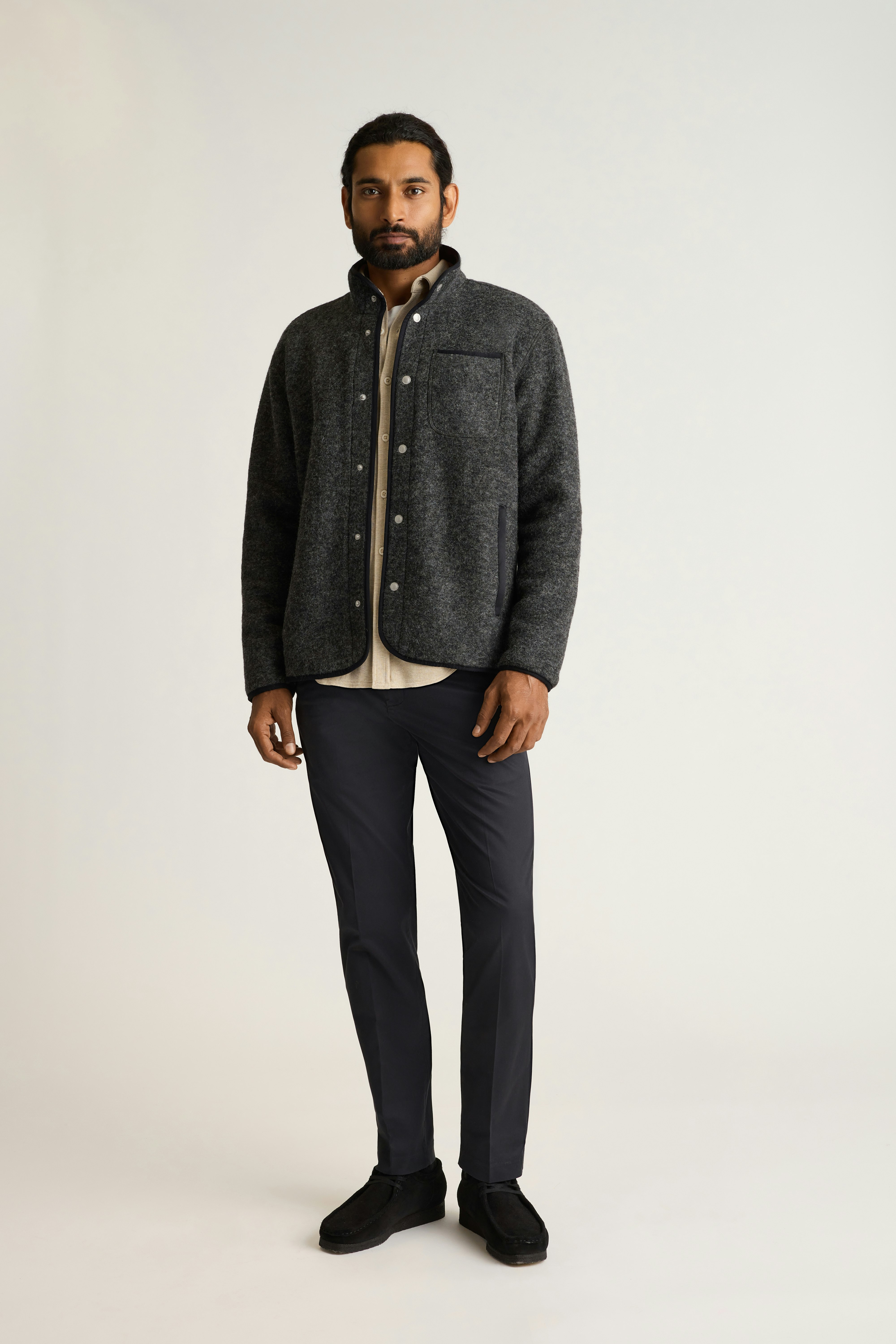 Italian Wool Fleece Jacket charcoal heather