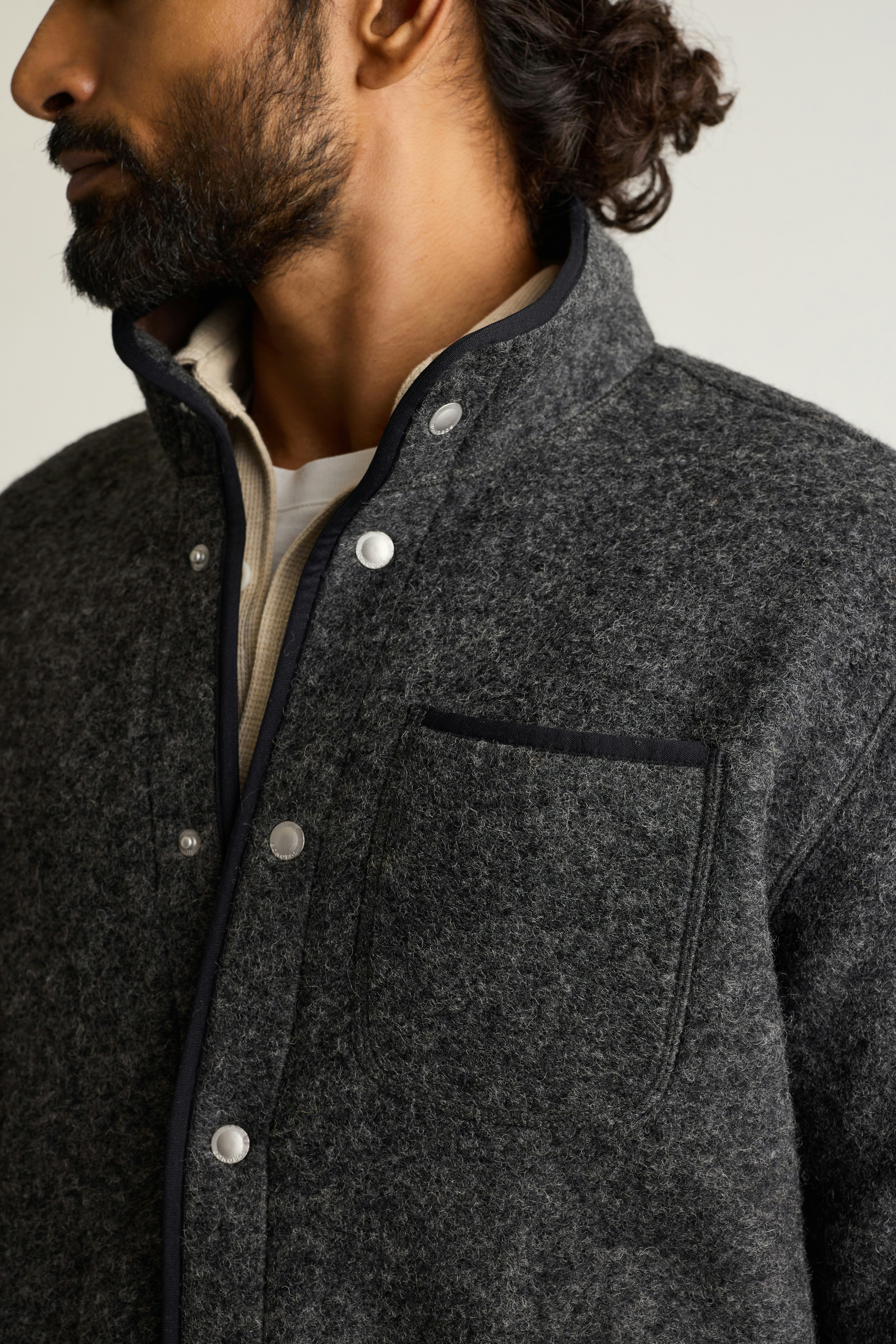 Italian Wool Fleece Jacket charcoal heather