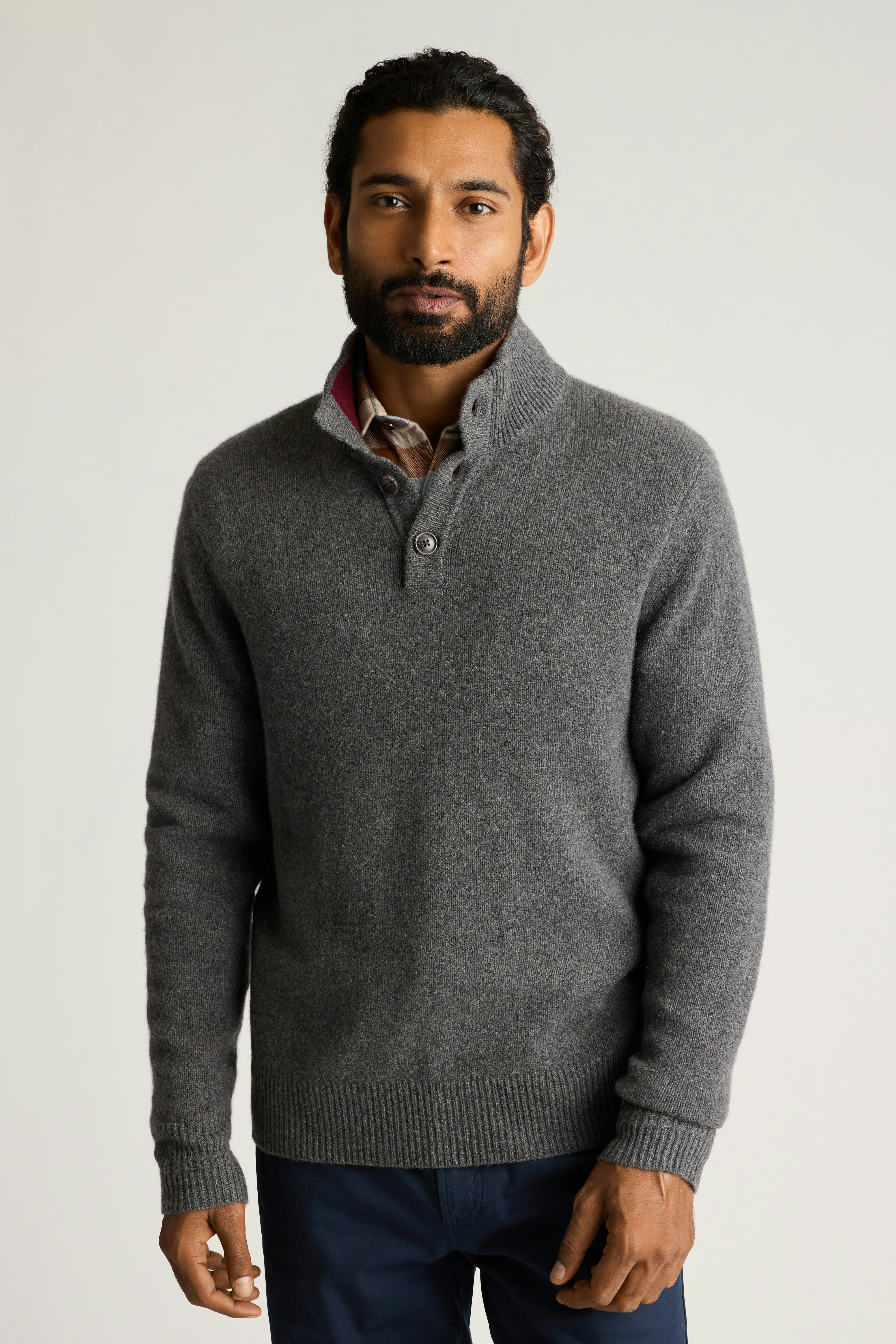 Italian Cashmere Mock Neck Sweater charcoal heather 3 Italian Cashmere Mock Neck Sweater charcoal heather