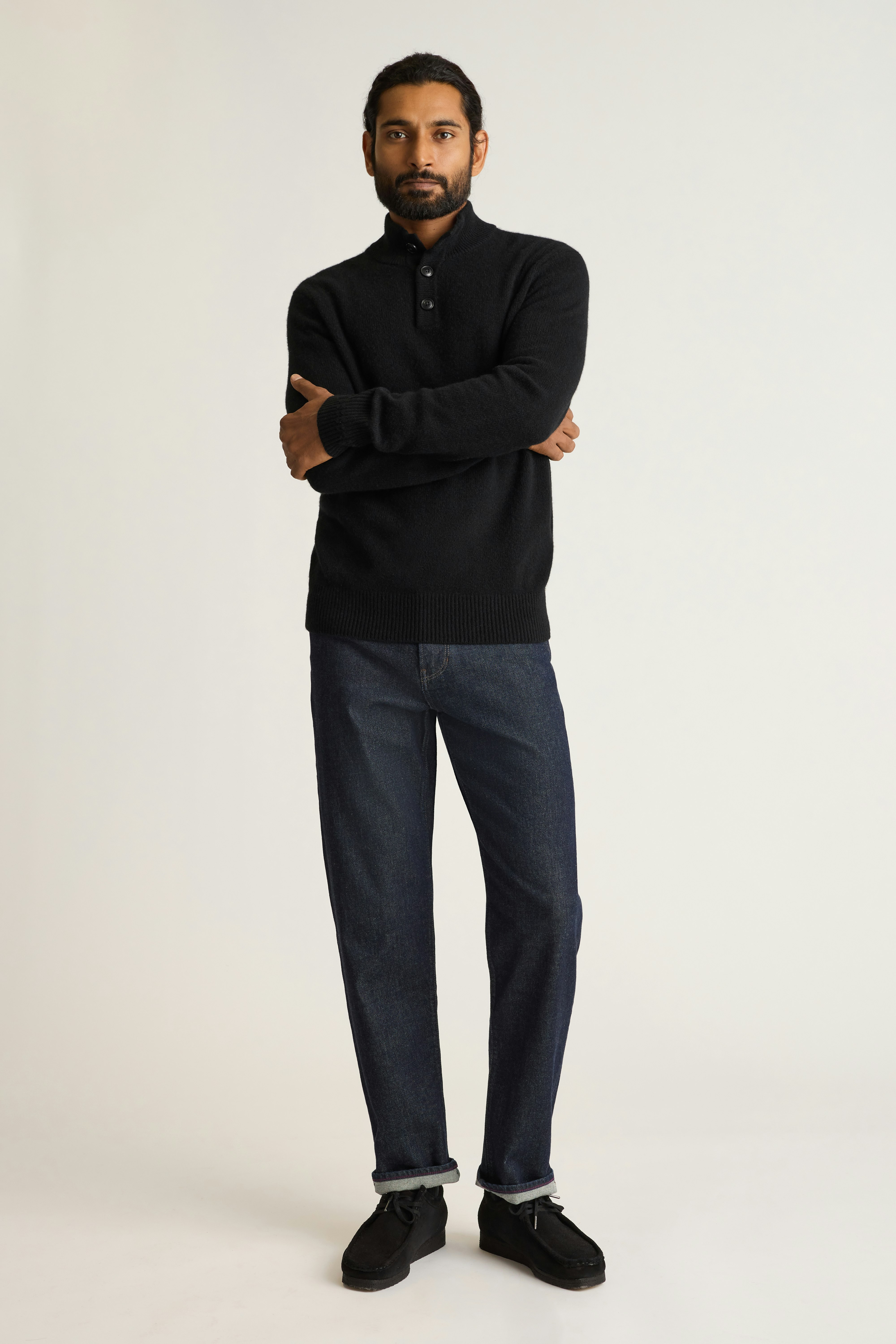 Italian Cashmere Mock Neck Sweater black