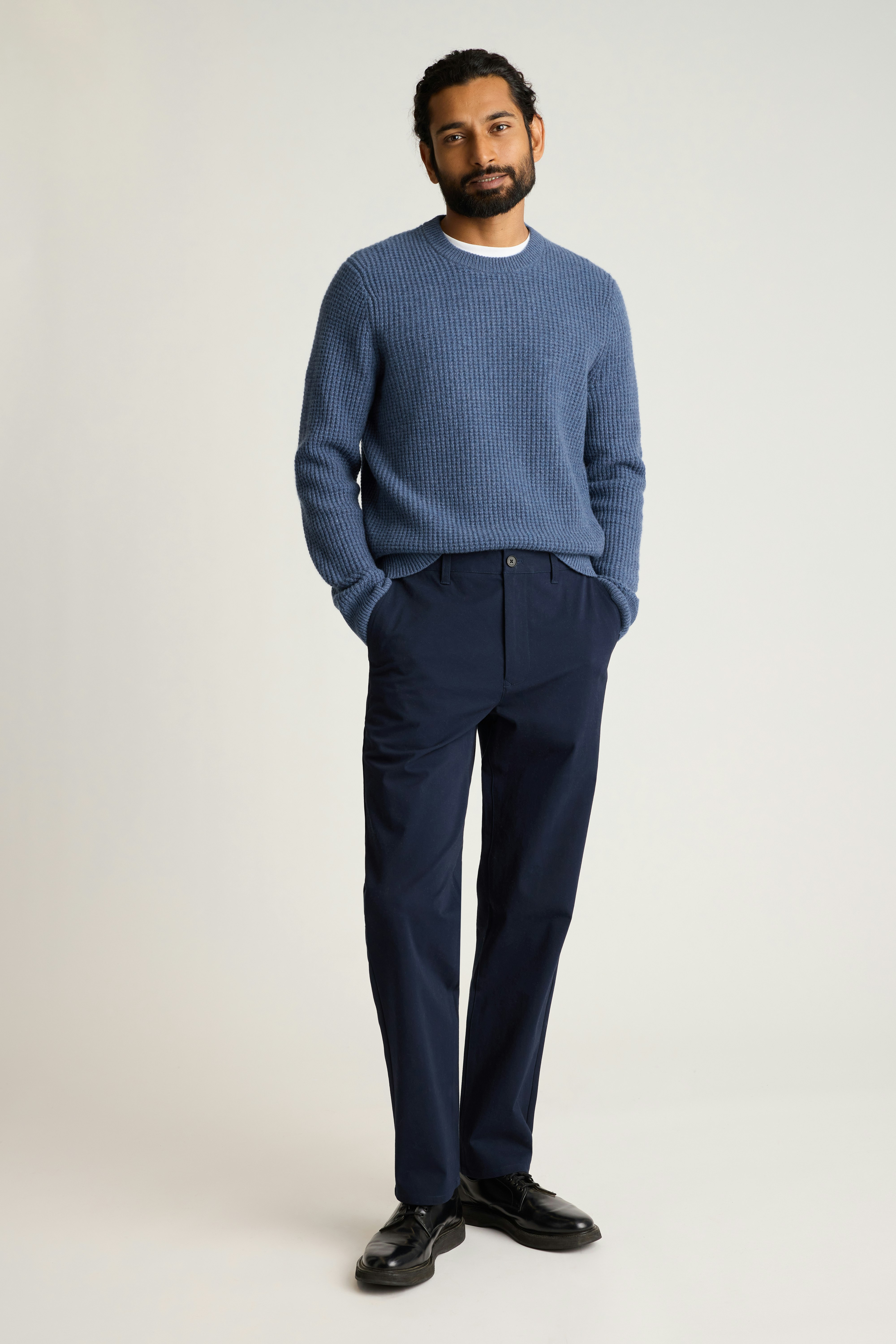 Italian Cashmere Crew Neck Sweater mid blue