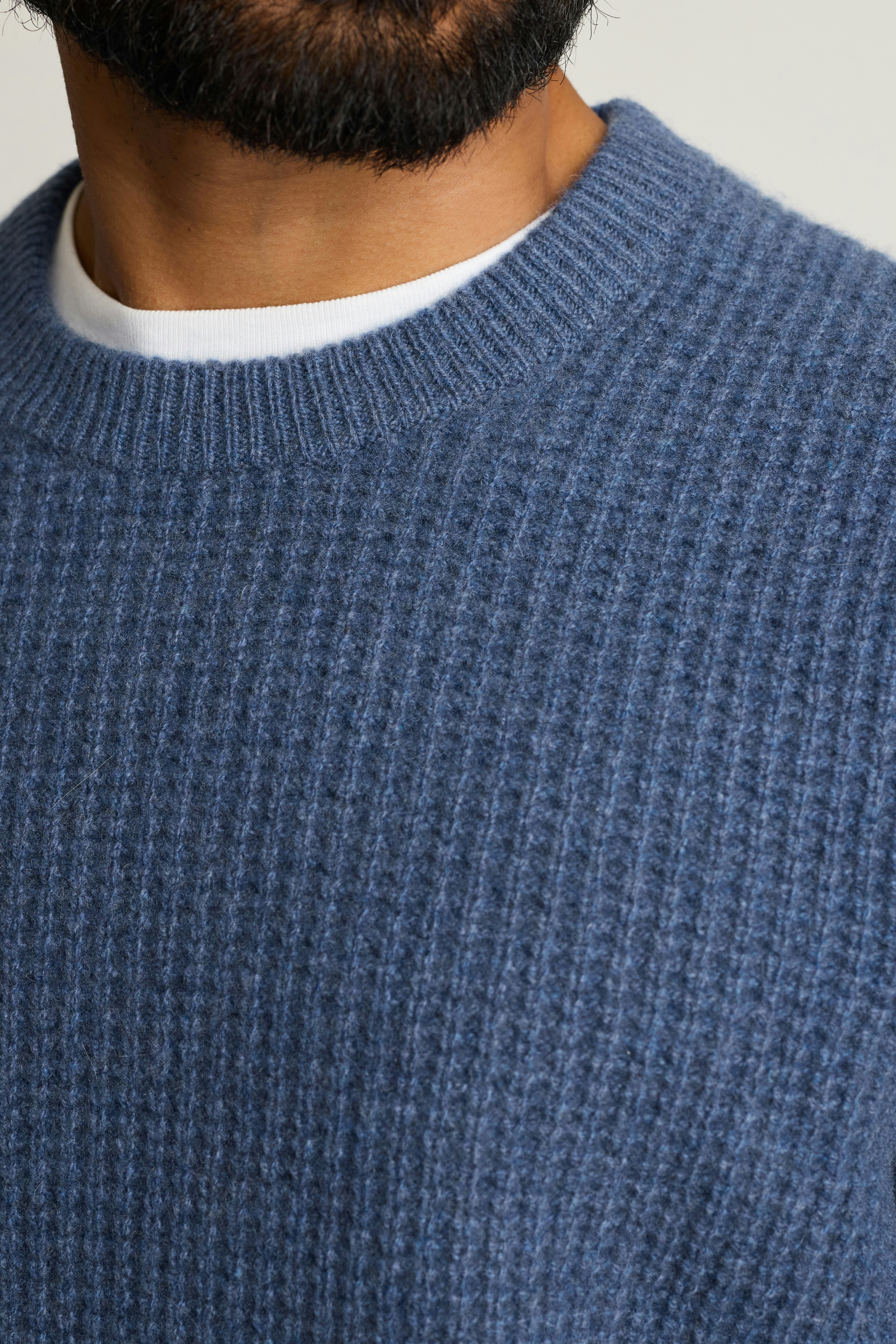 Italian Cashmere Crew Neck Sweater mid blue