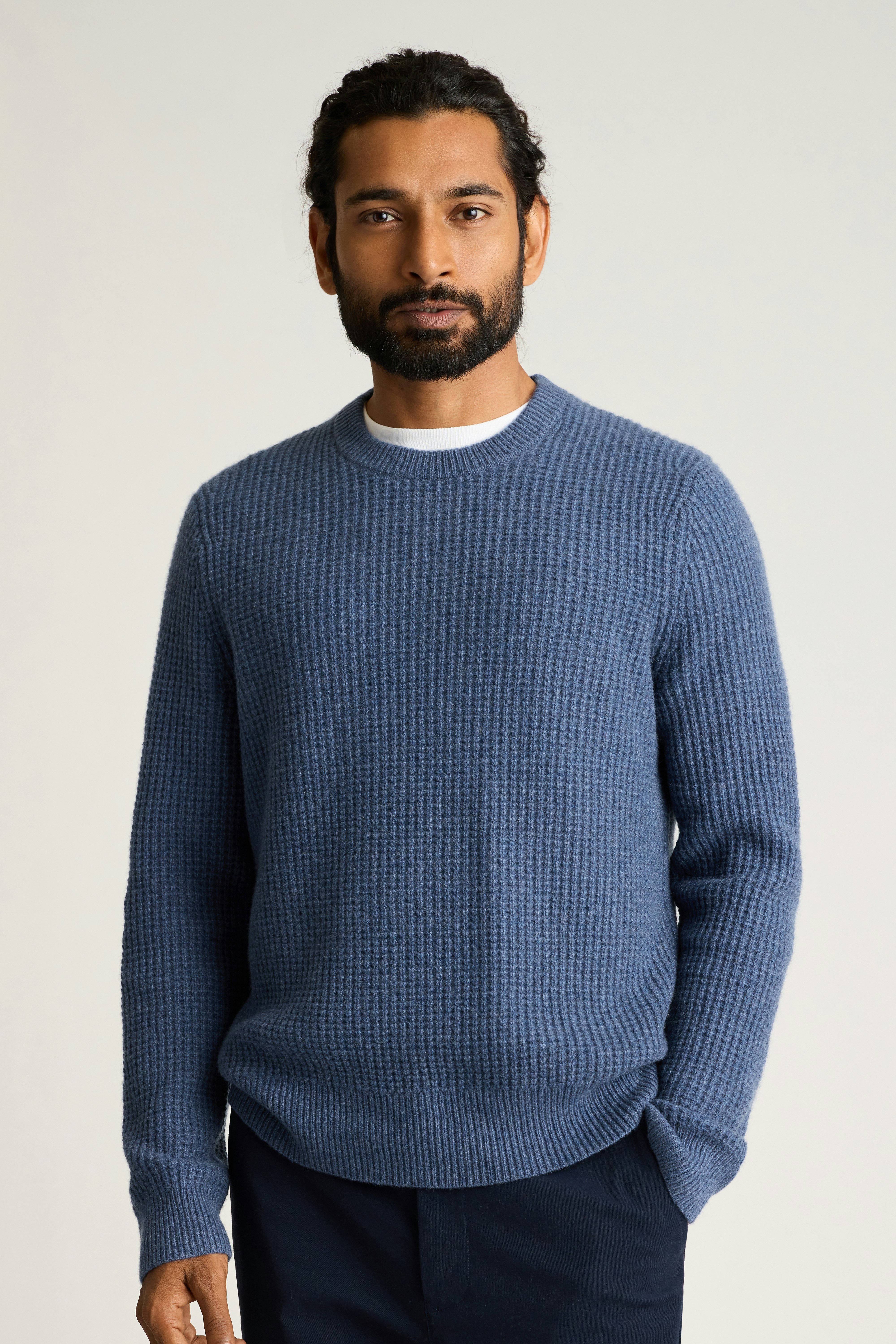 Italian Cashmere Crew Neck Sweater mid blue