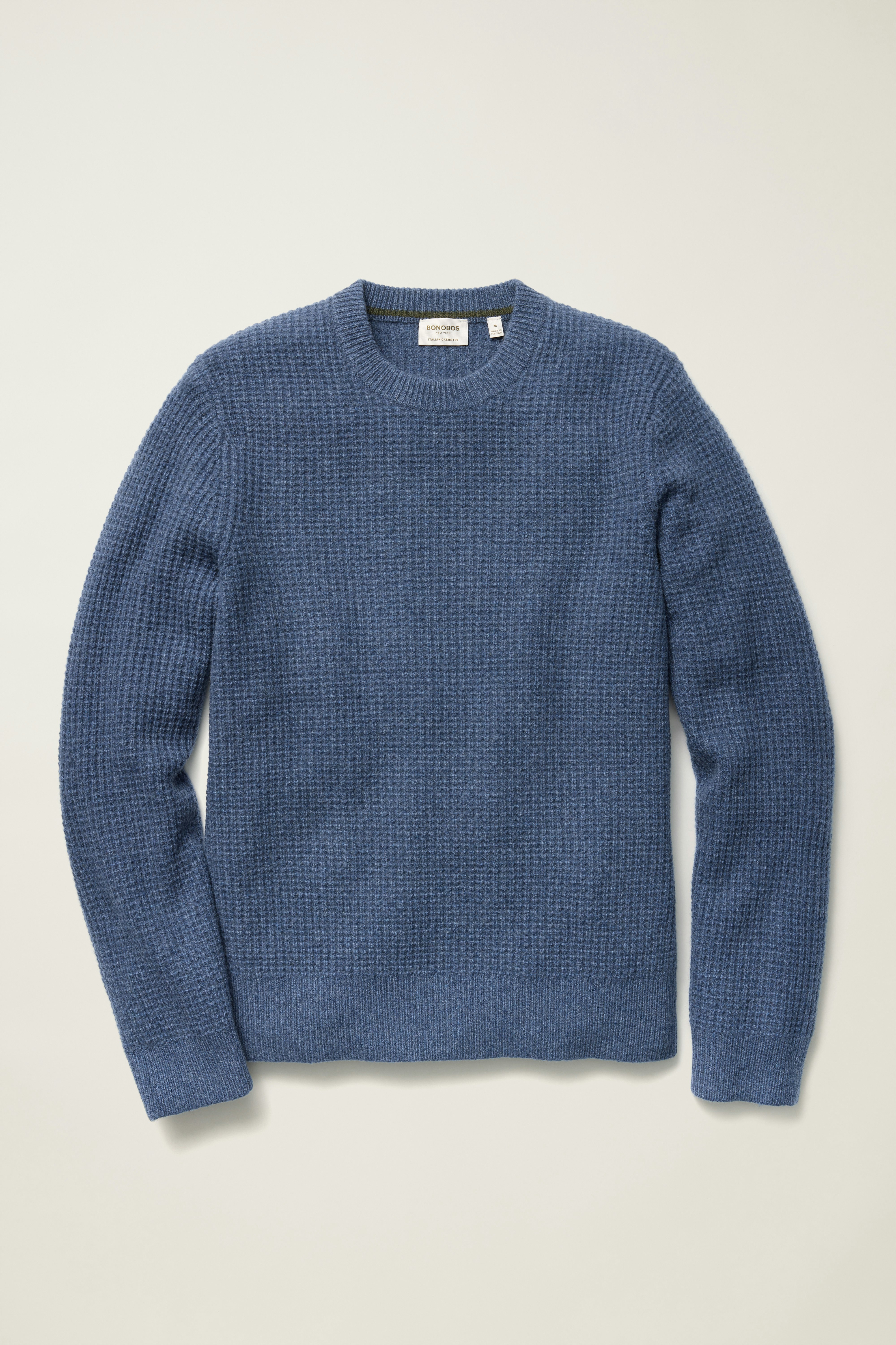 Italian Cashmere Crew Neck Sweater mid blue