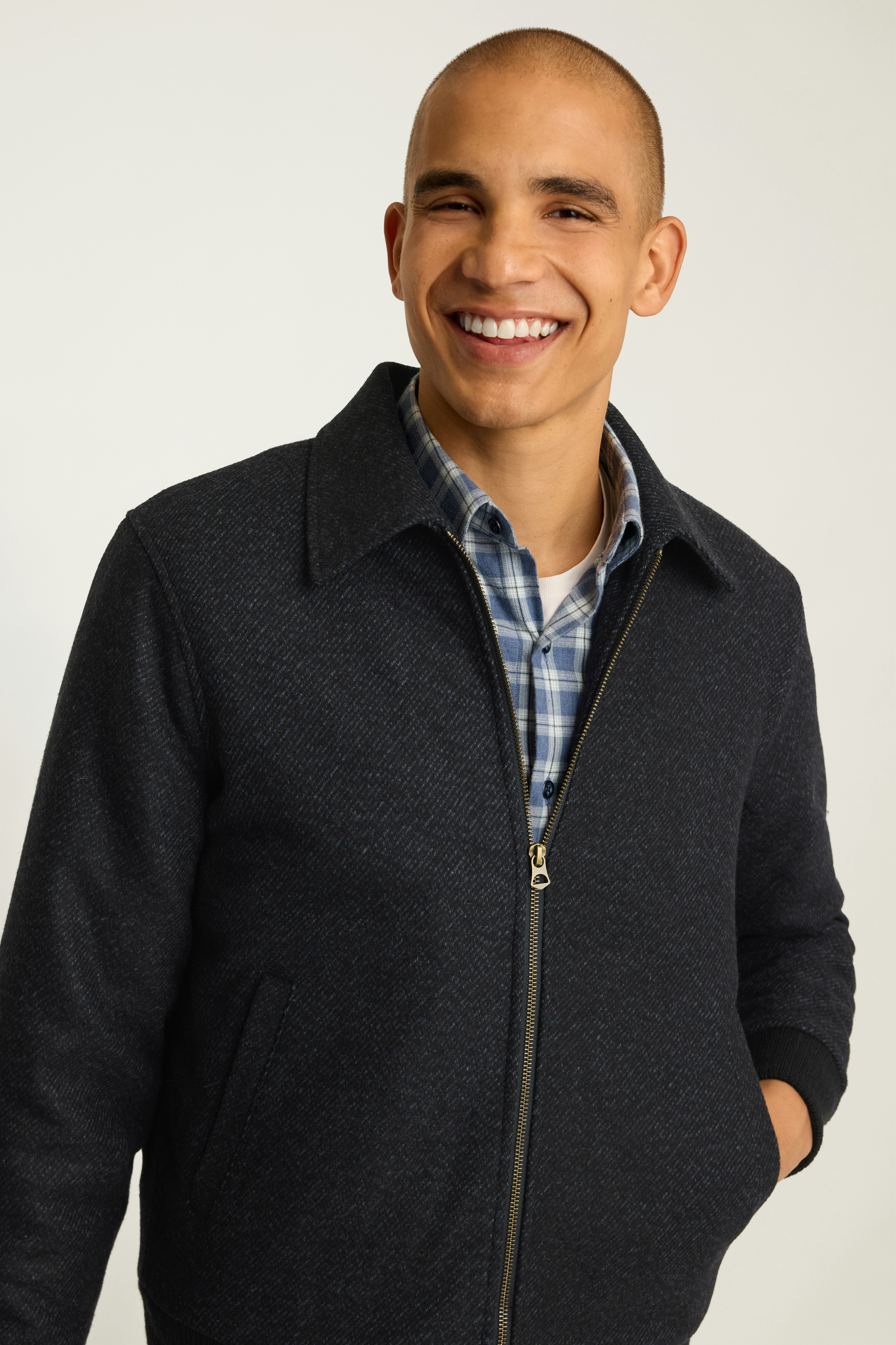 The Italian Wool Bomber navy blue jaspe