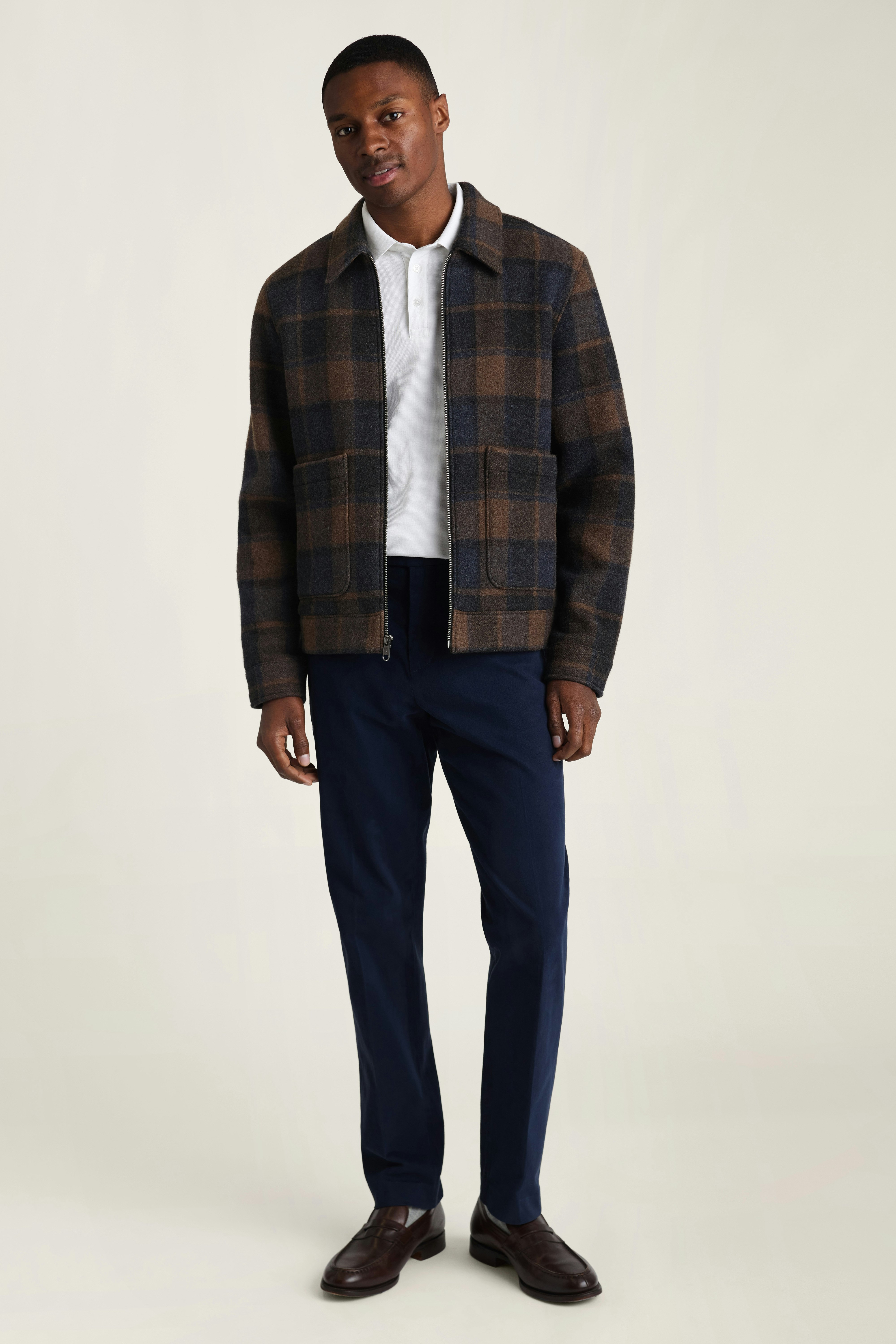 The Italian Wool Deck Jacket navy khaki check