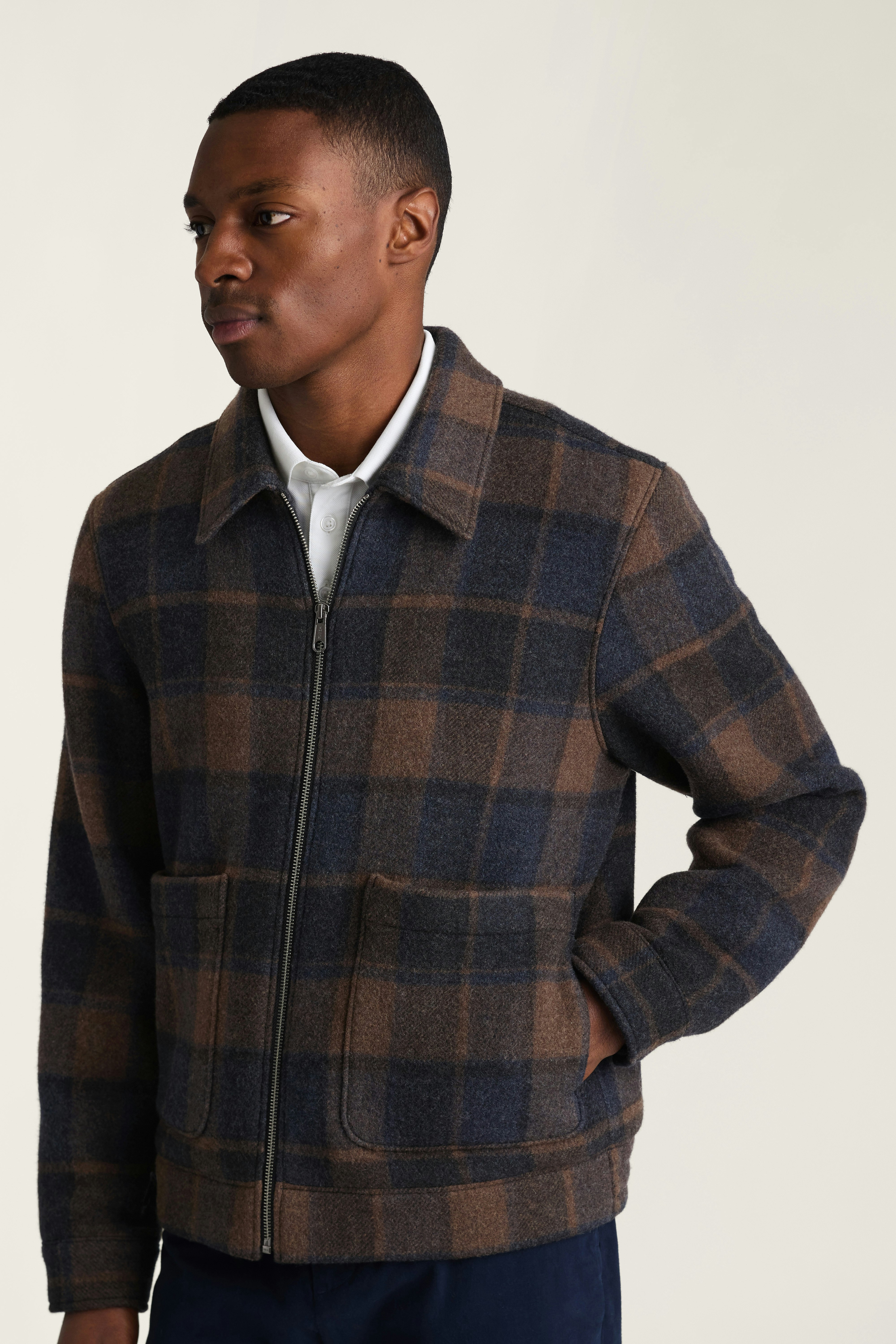 The Italian Wool Deck Jacket navy khaki check