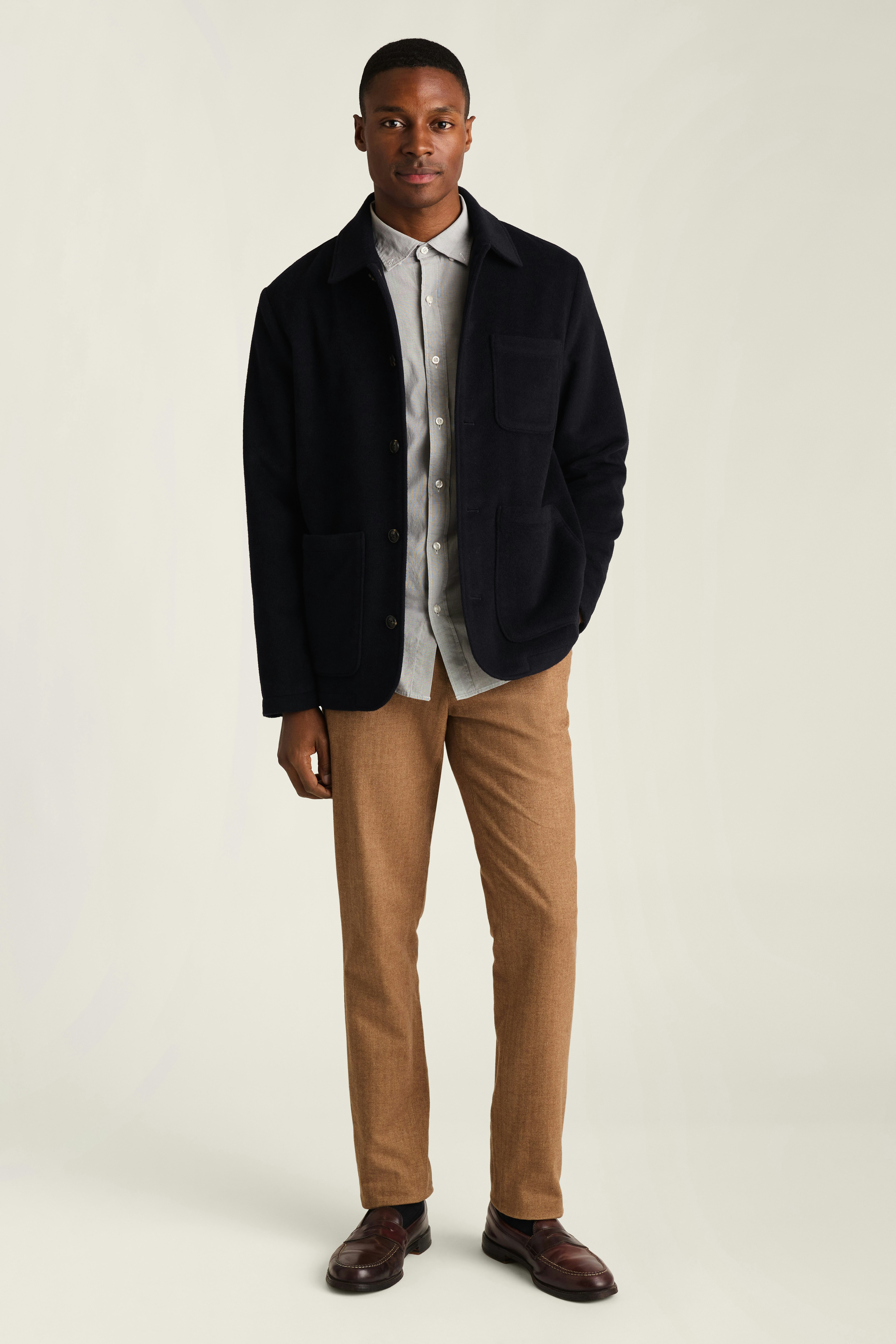 Wool Cashmere Chore Jacket dark navy blue