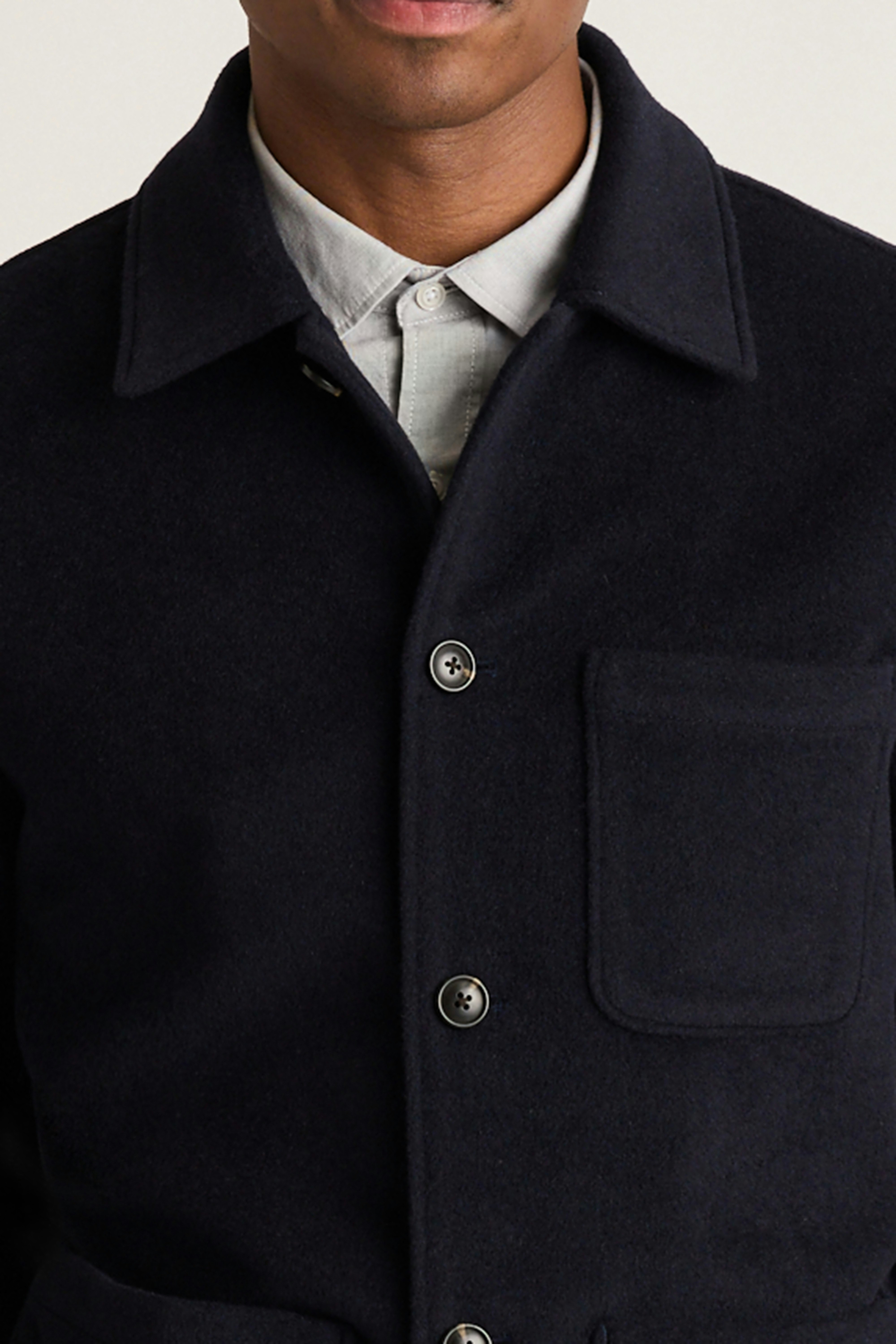 Wool Cashmere Chore Jacket dark navy blue