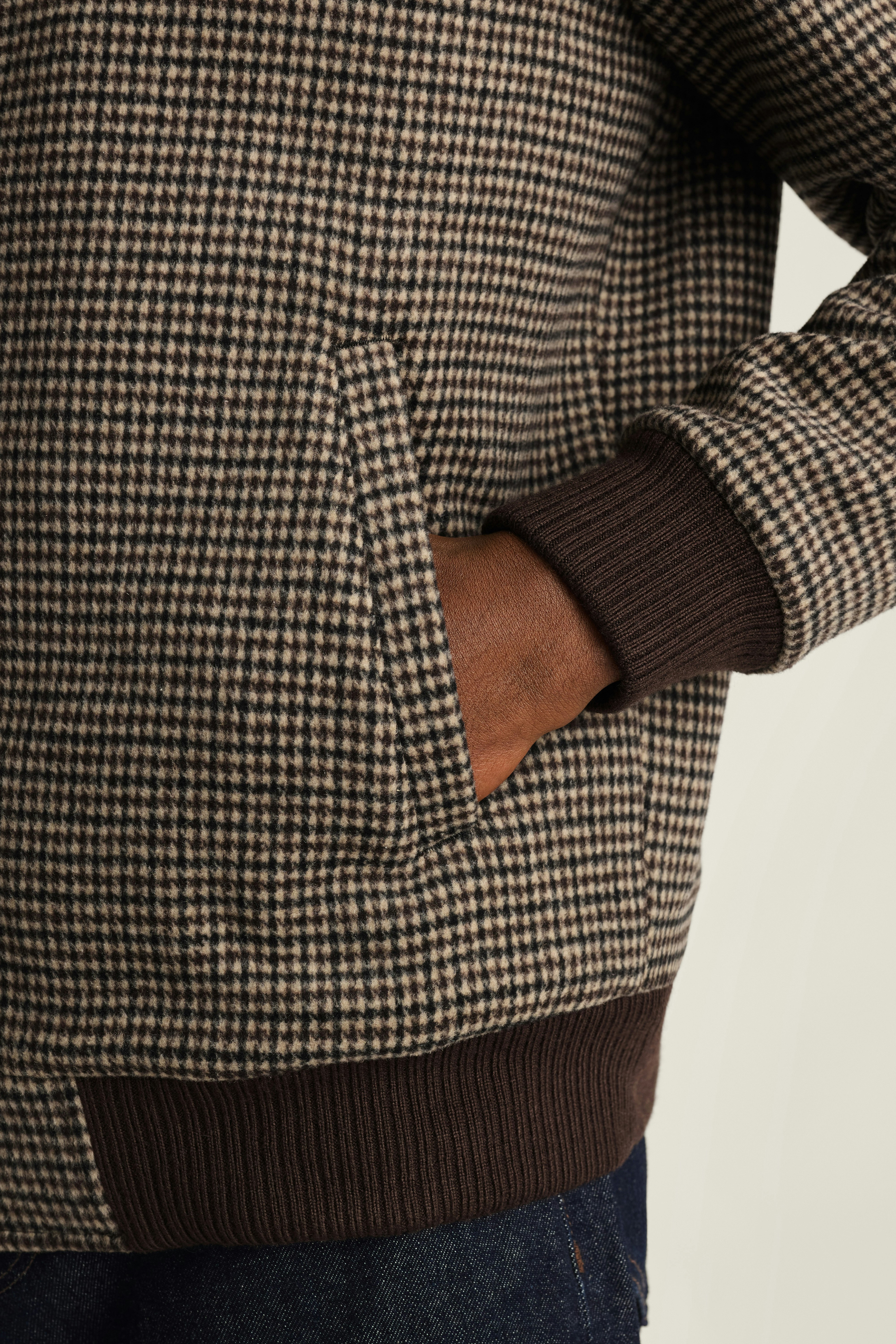 The Italian Wool Bomber black khaki check