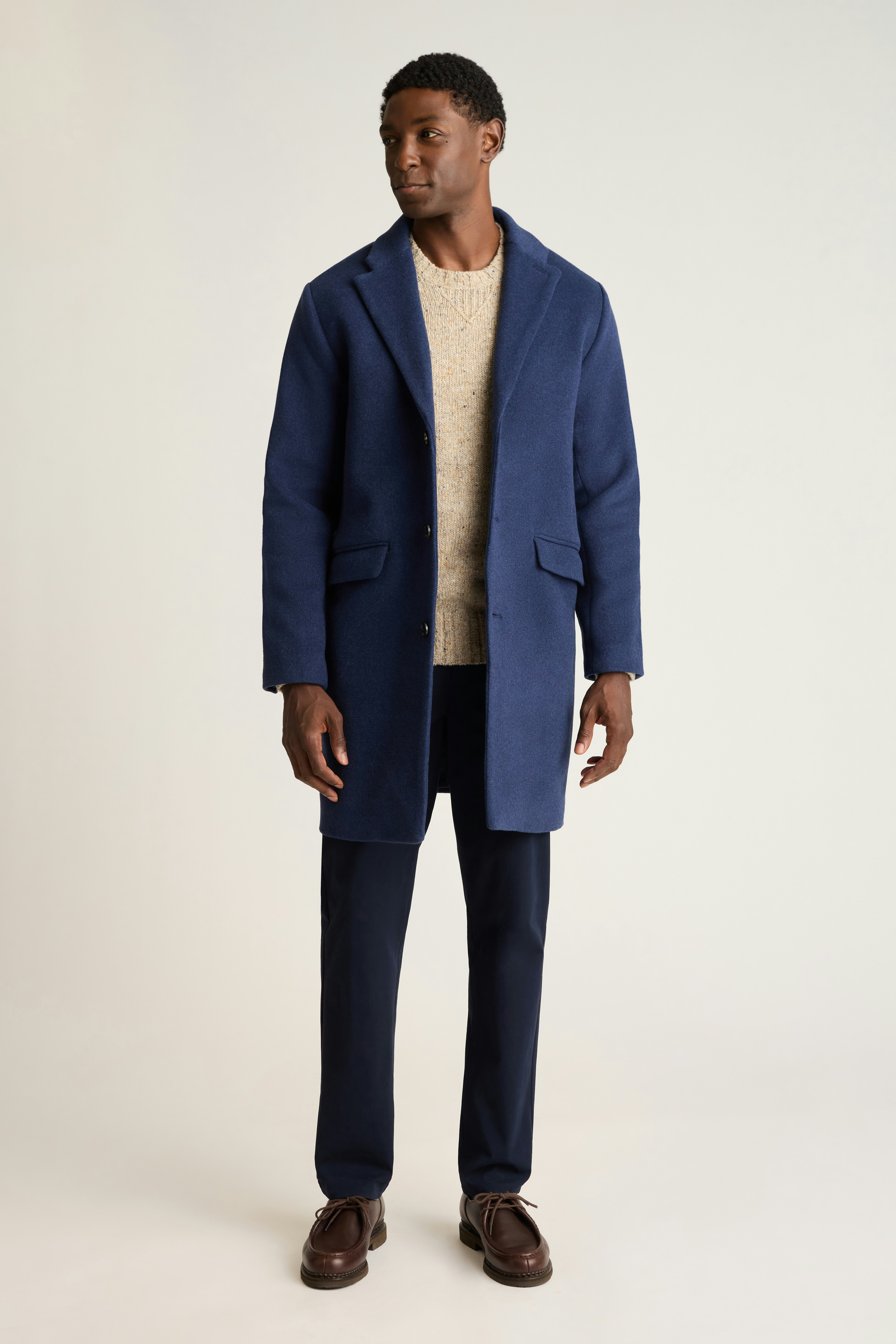 The Italian Wool Cashmere Topcoat light navy blue