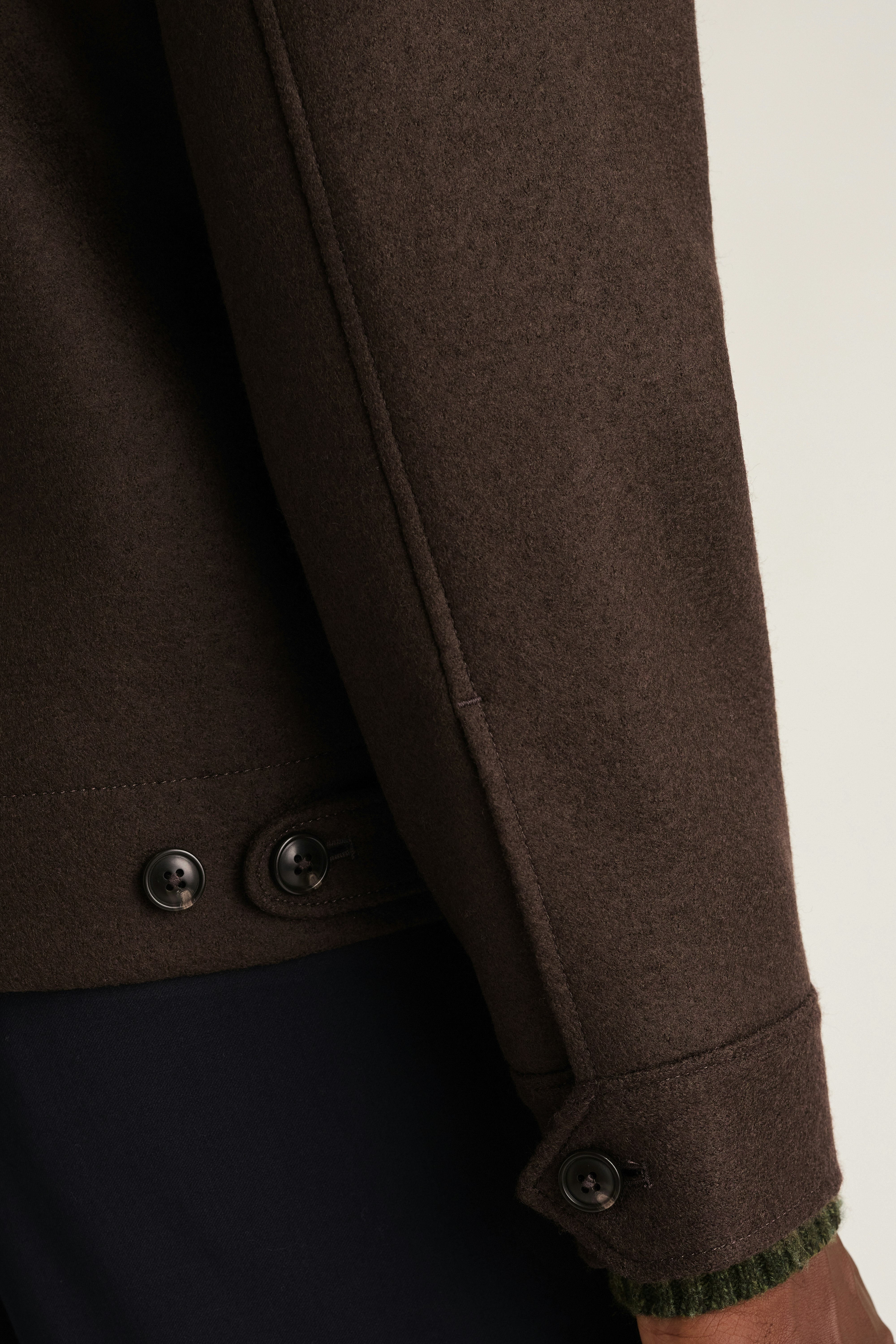 Italian Brushed Wool Deck Jacket dark chocolate brown