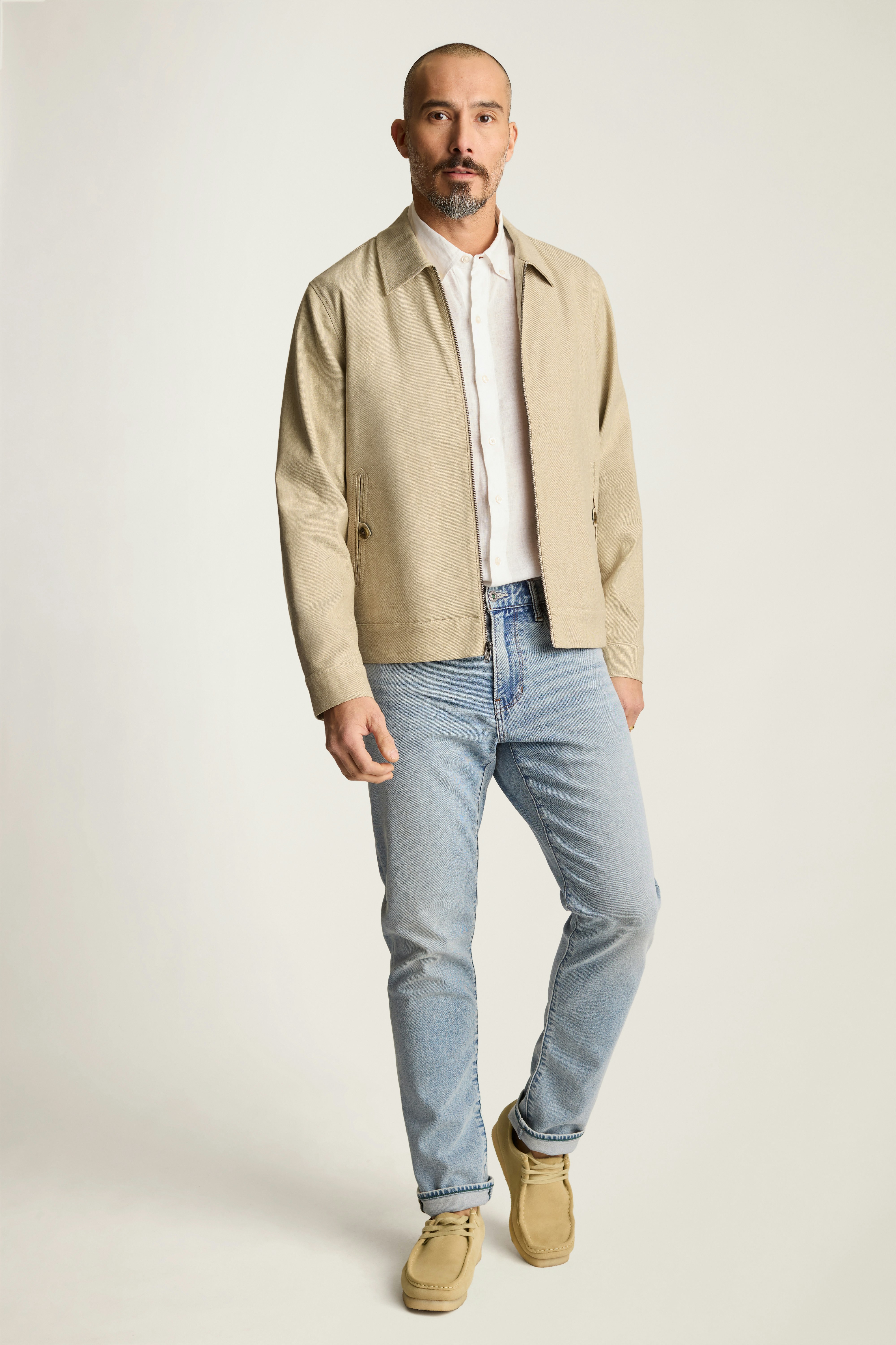 Aviator Linen Cotton Bomber light khaki sand 1 Aviator Linen Cotton Bomber light khaki sand
