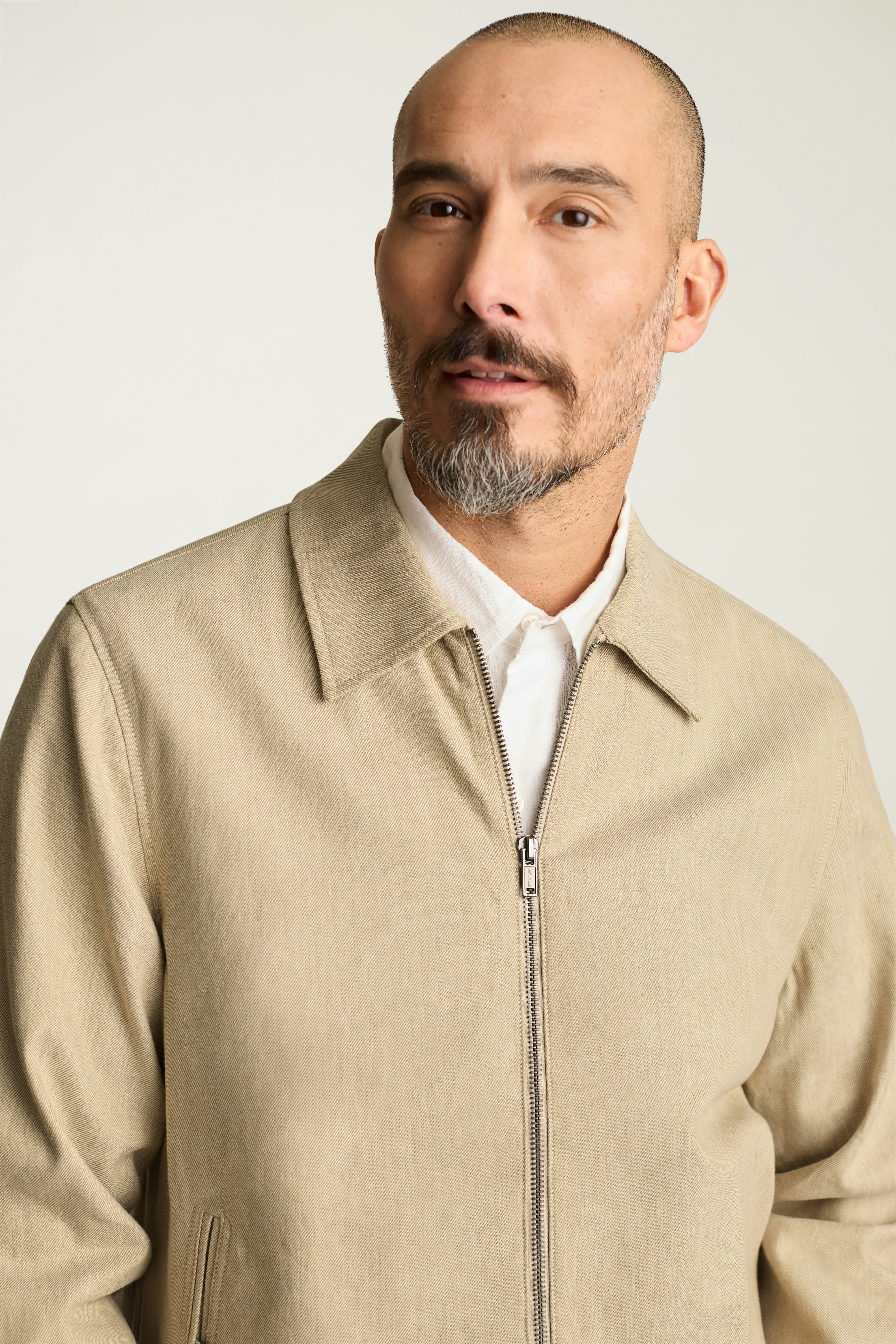 Aviator Linen Cotton Bomber light khaki sand 3 Aviator Linen Cotton Bomber light khaki sand