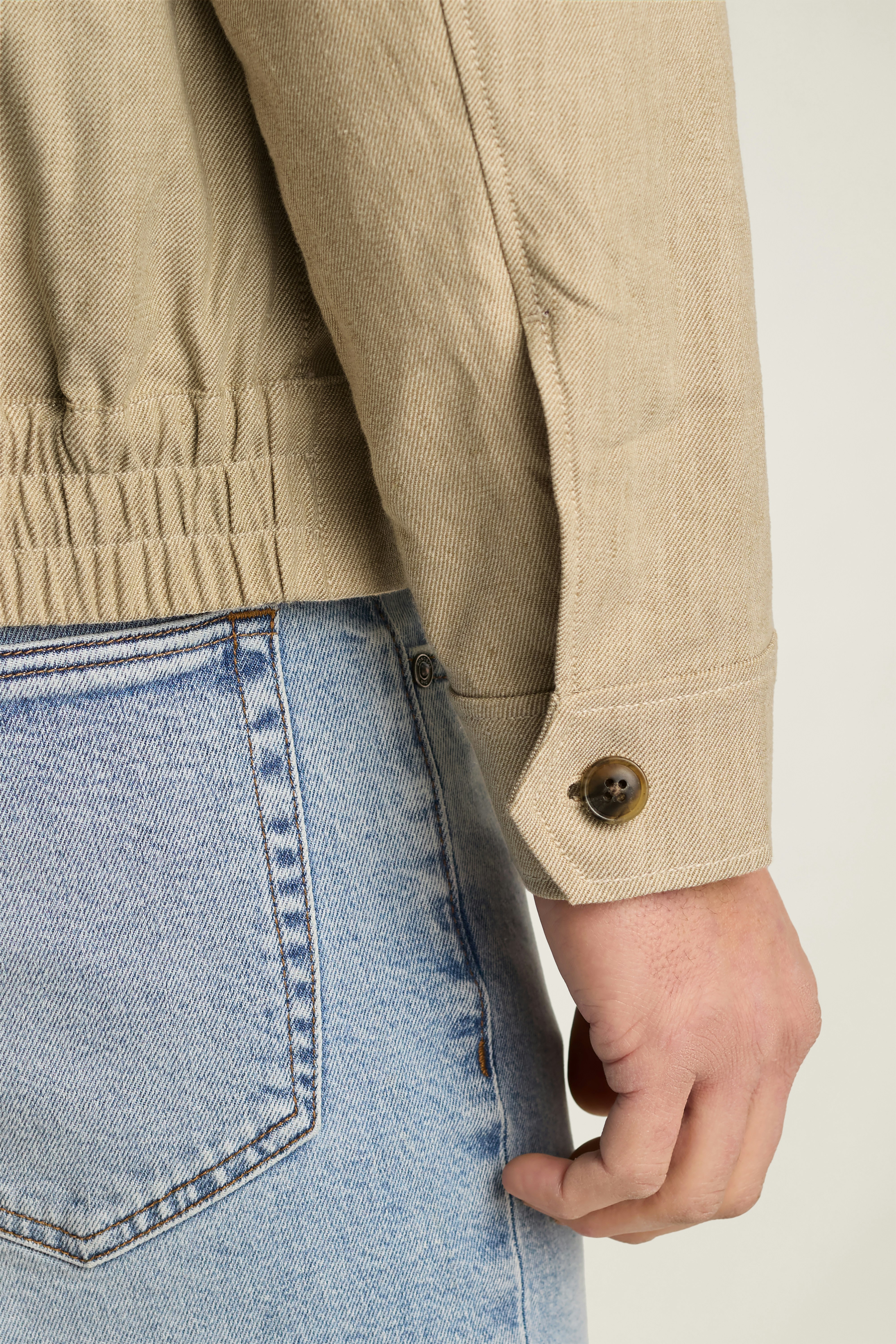 Aviator Linen Cotton Bomber light khaki sand 5 Aviator Linen Cotton Bomber light khaki sand