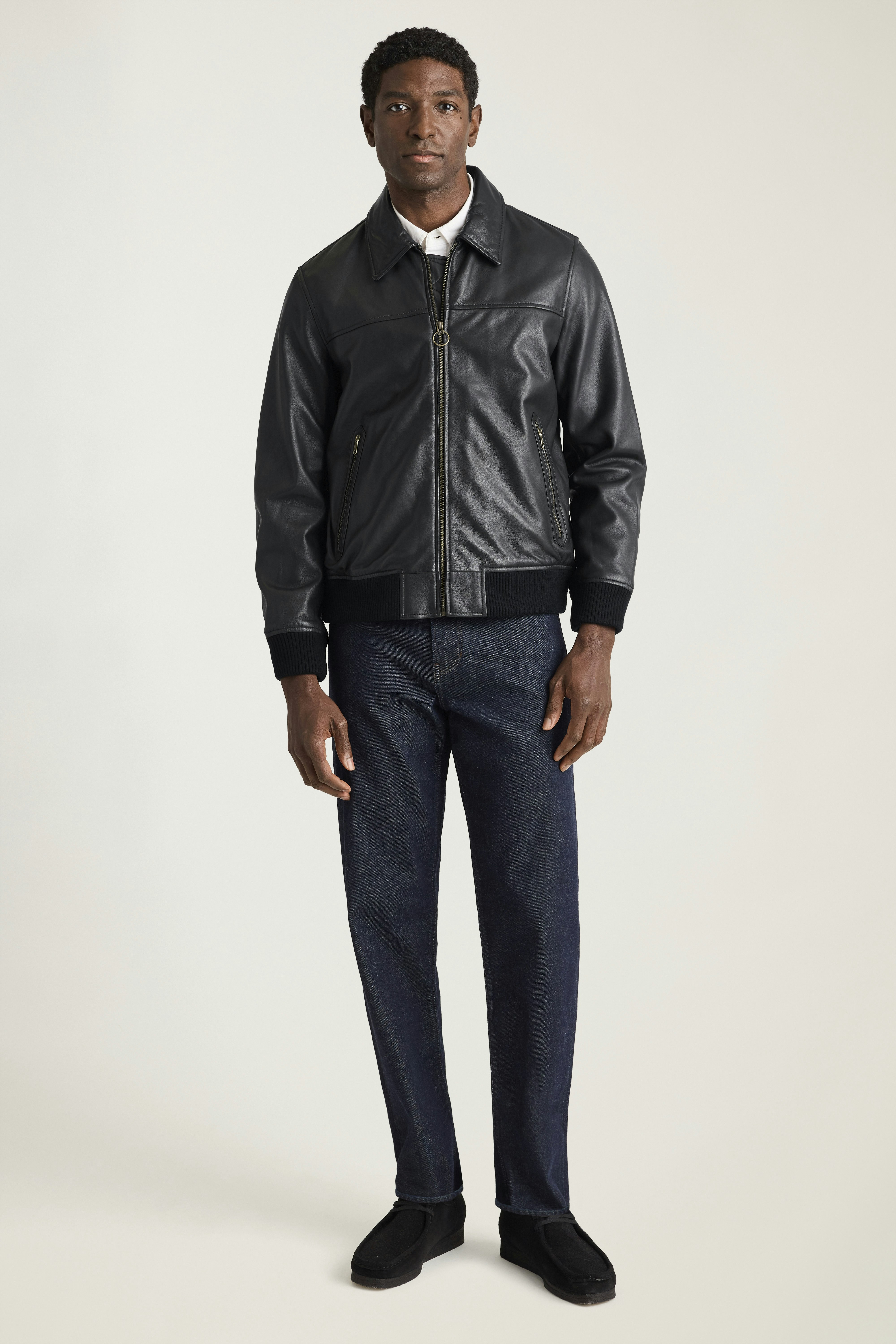The Bowery Leather Bomber black