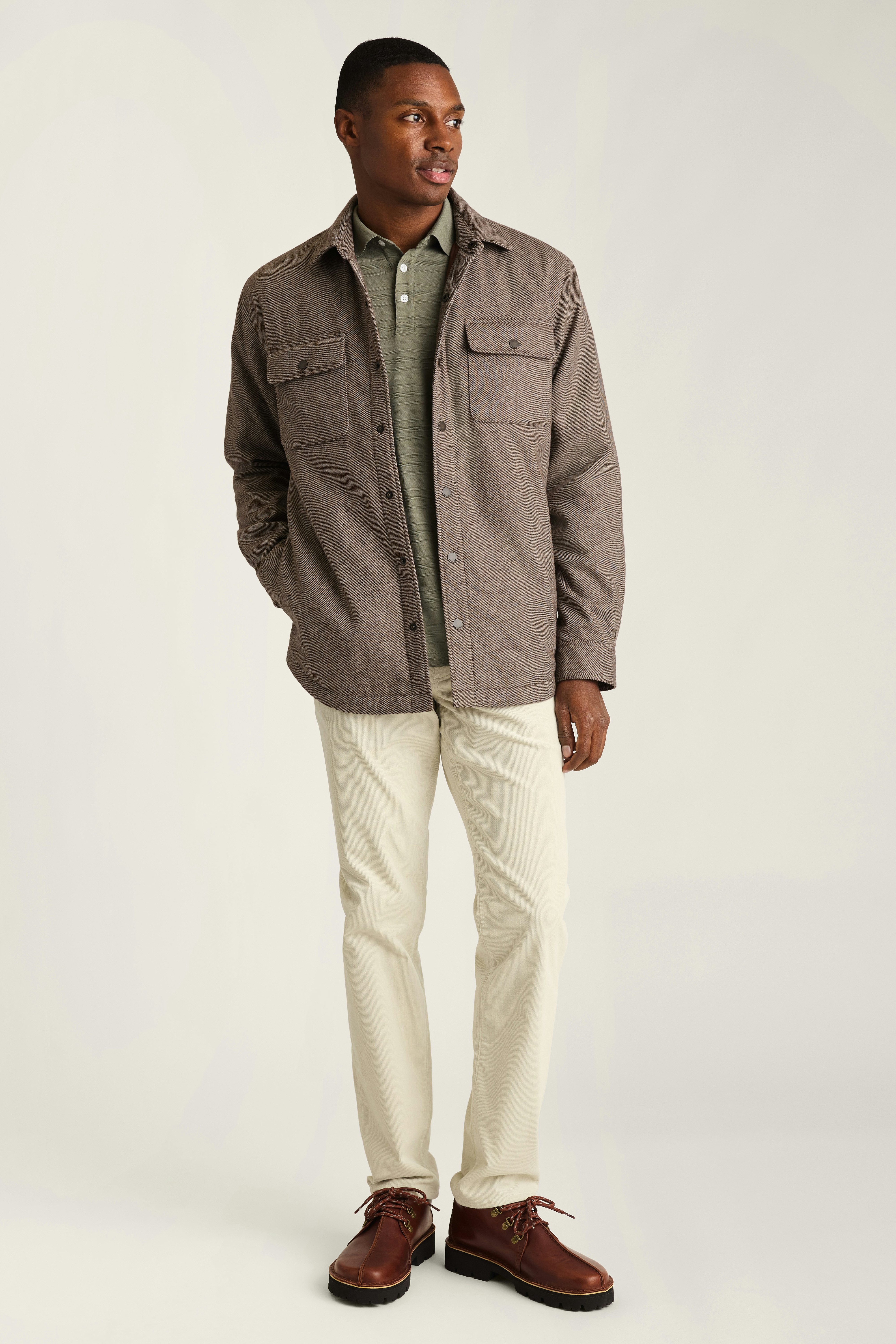 Italian Brushed Twill Shacket brown twill