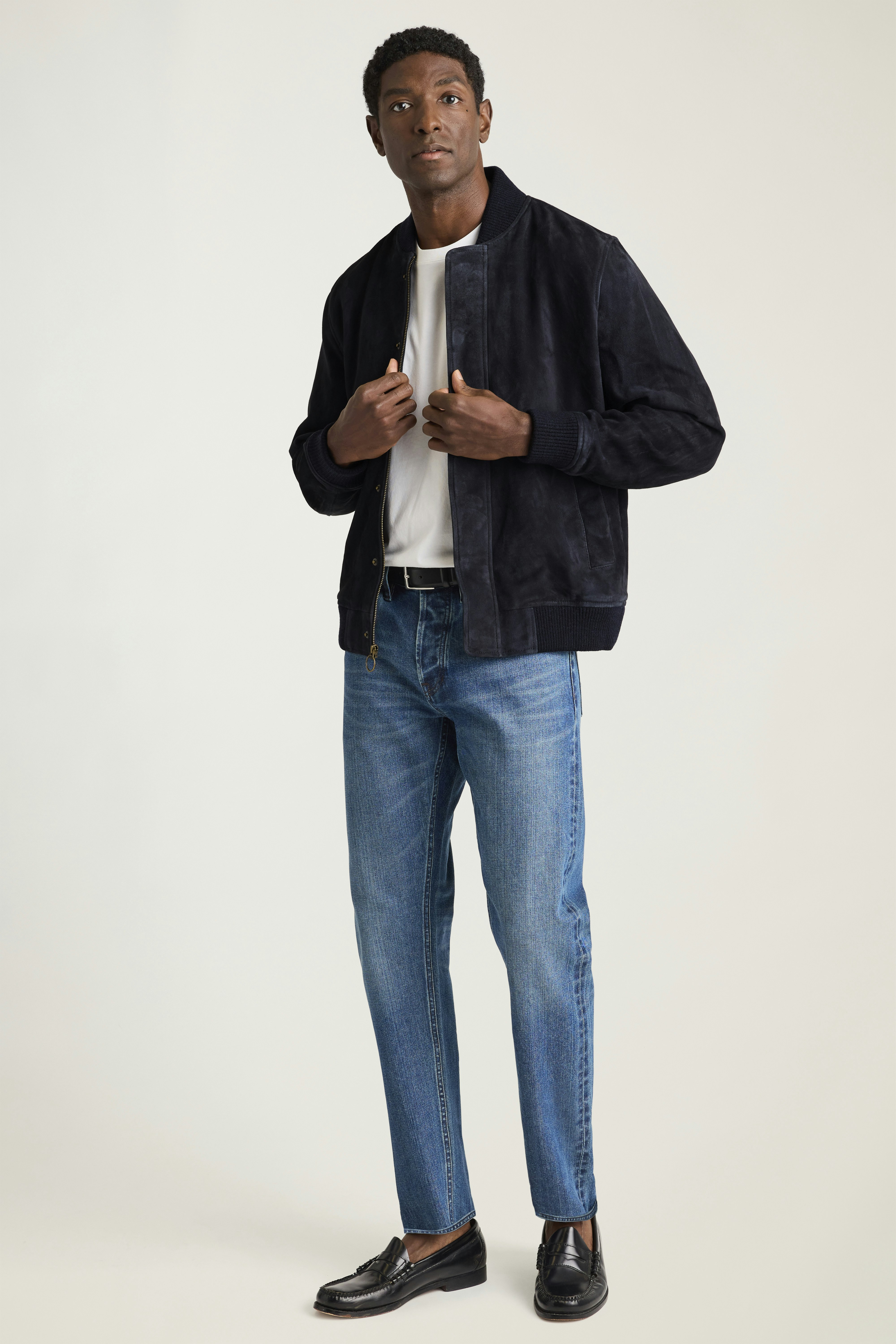 The Suede Bomber Jacket navy