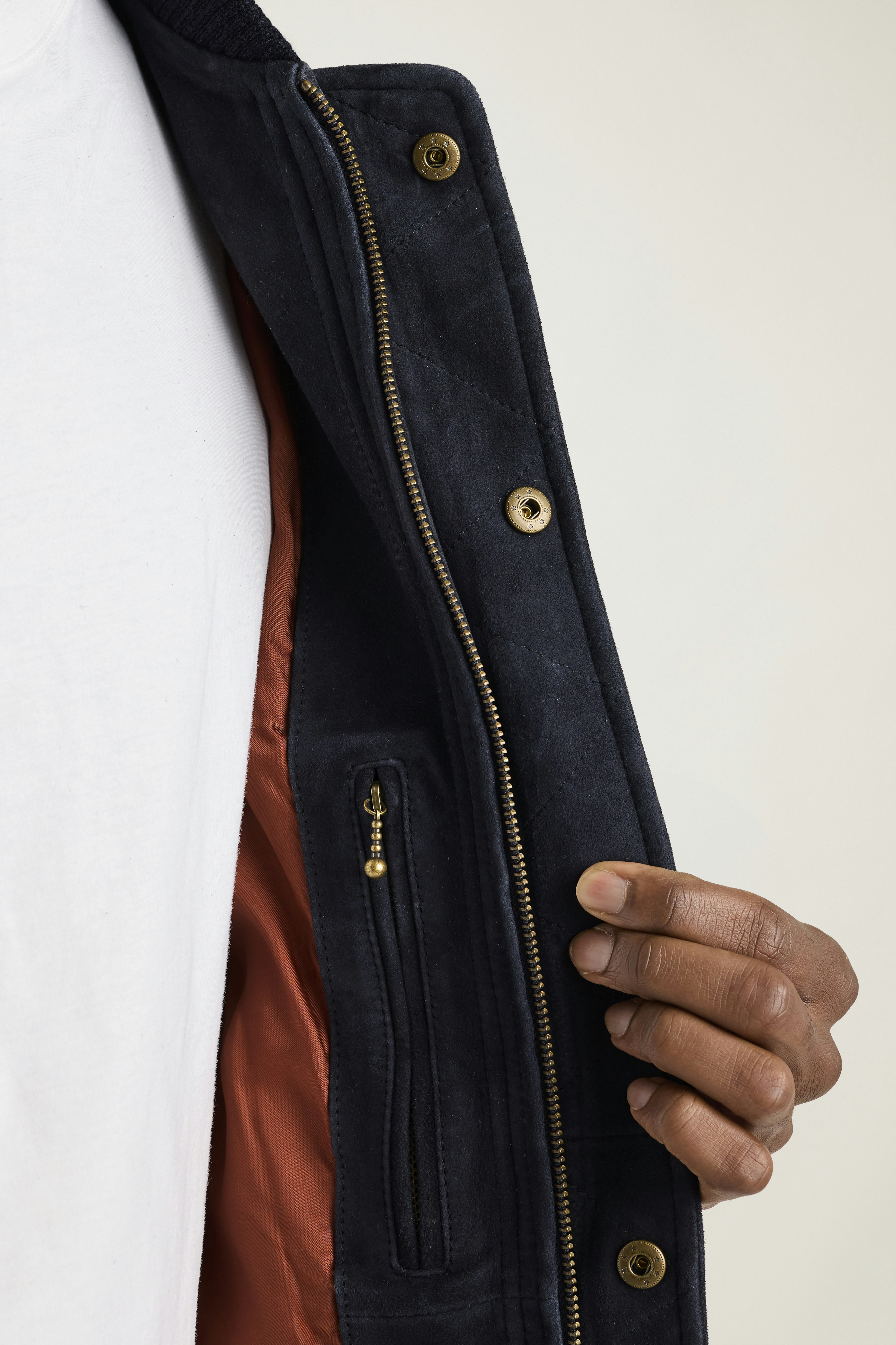The Suede Bomber Jacket navy