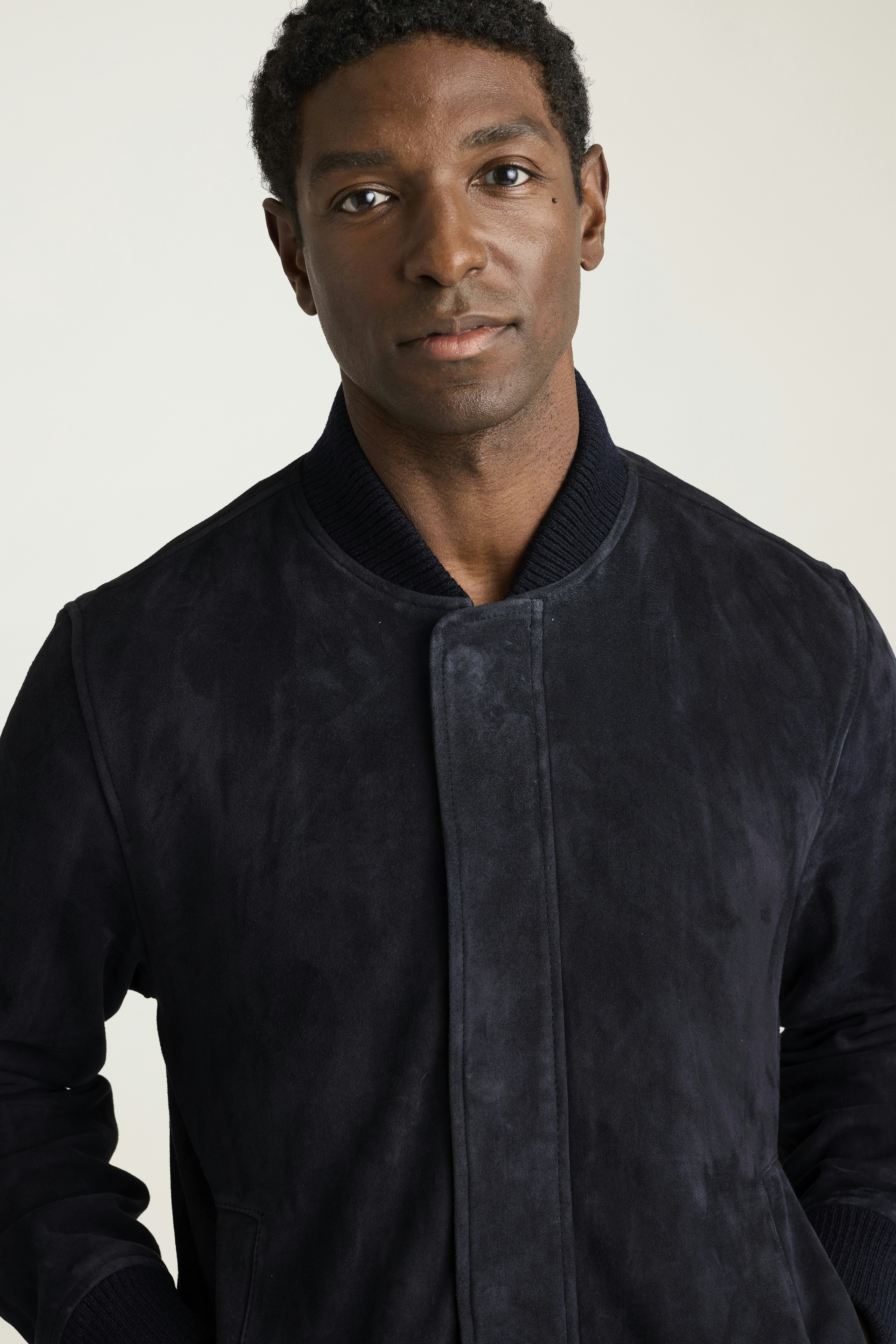 The Suede Bomber Jacket navy 3 The Suede Bomber Jacket navy
