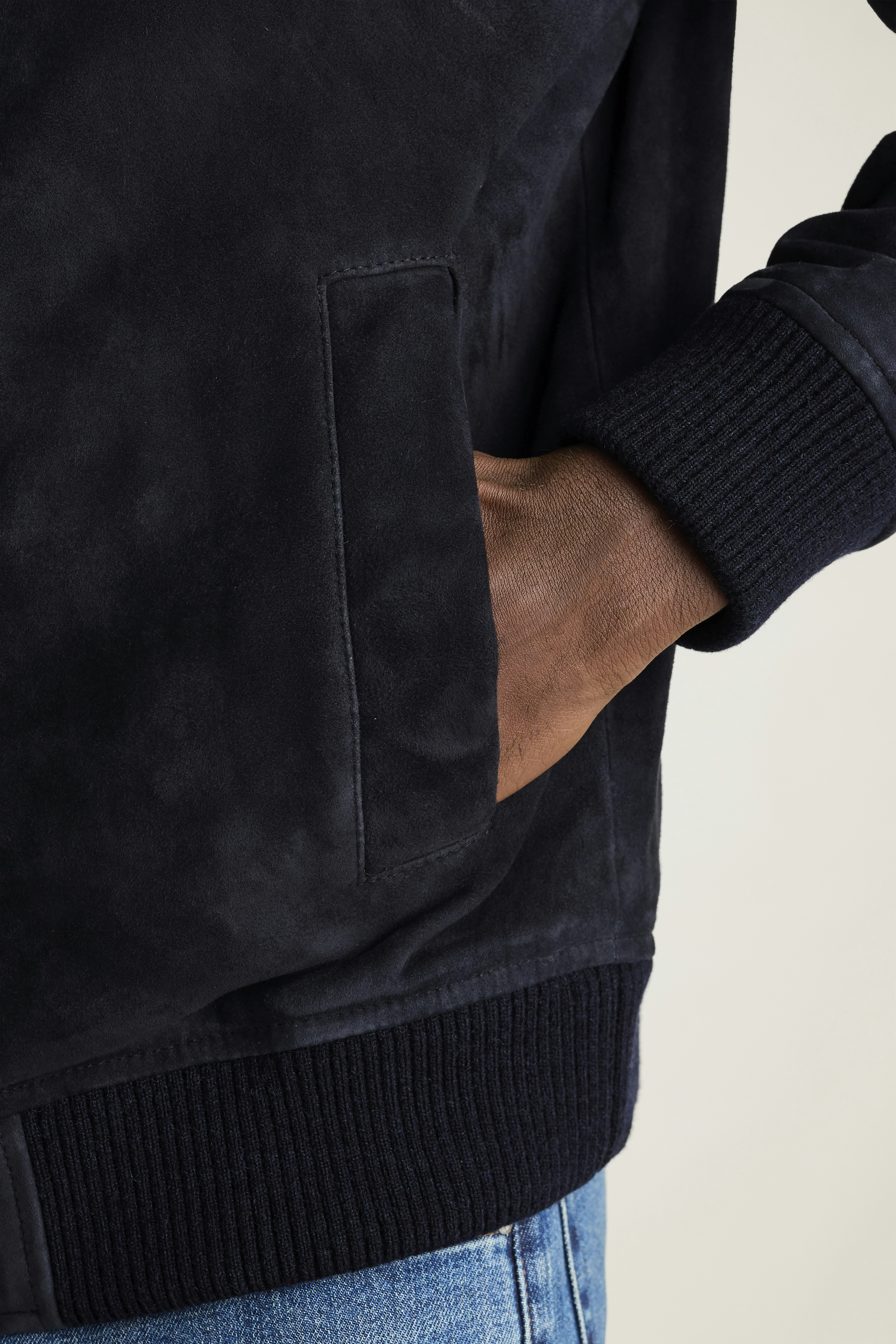 The Suede Bomber Jacket navy 4 The Suede Bomber Jacket navy