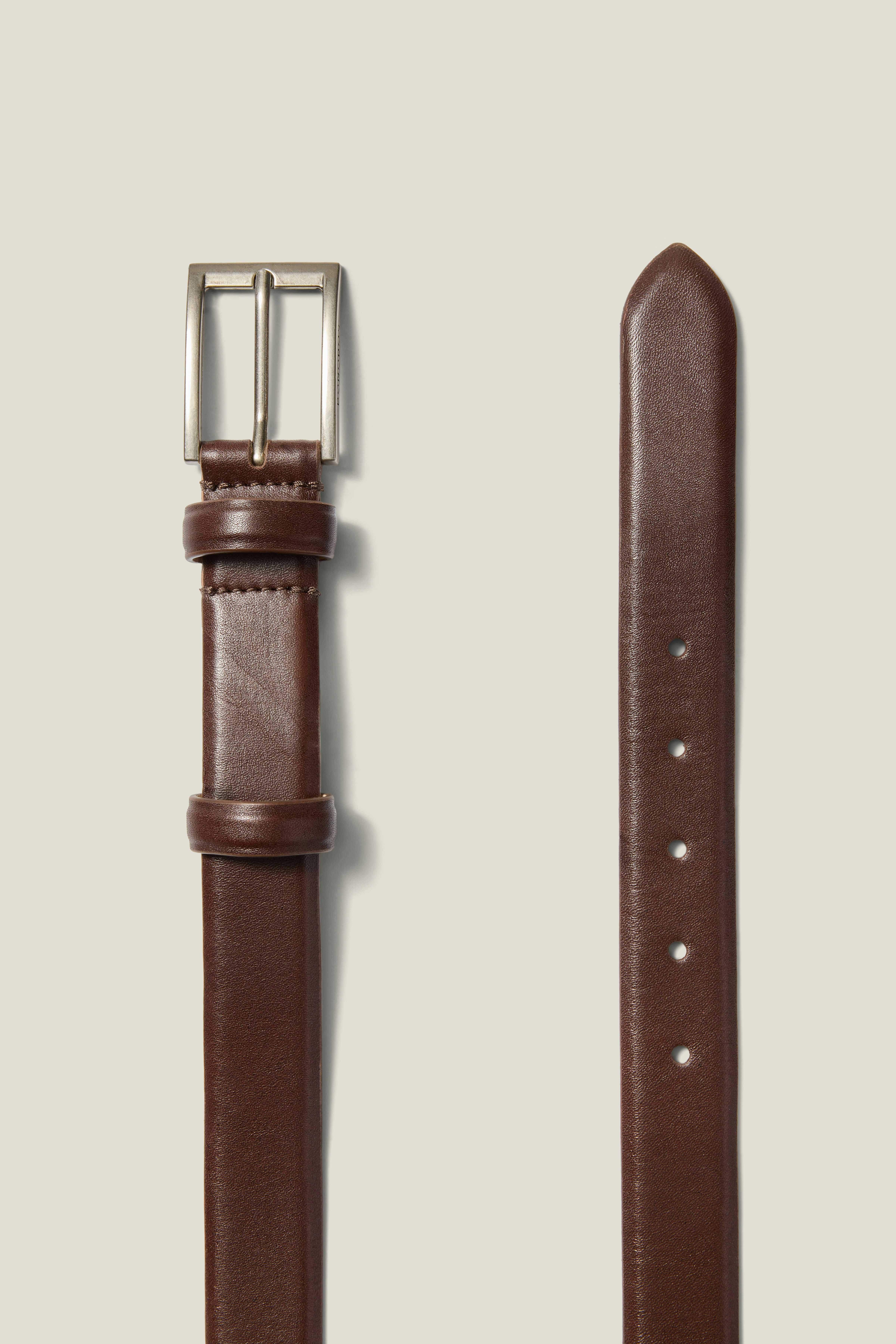 Leather Dress Belt dark brown with silver