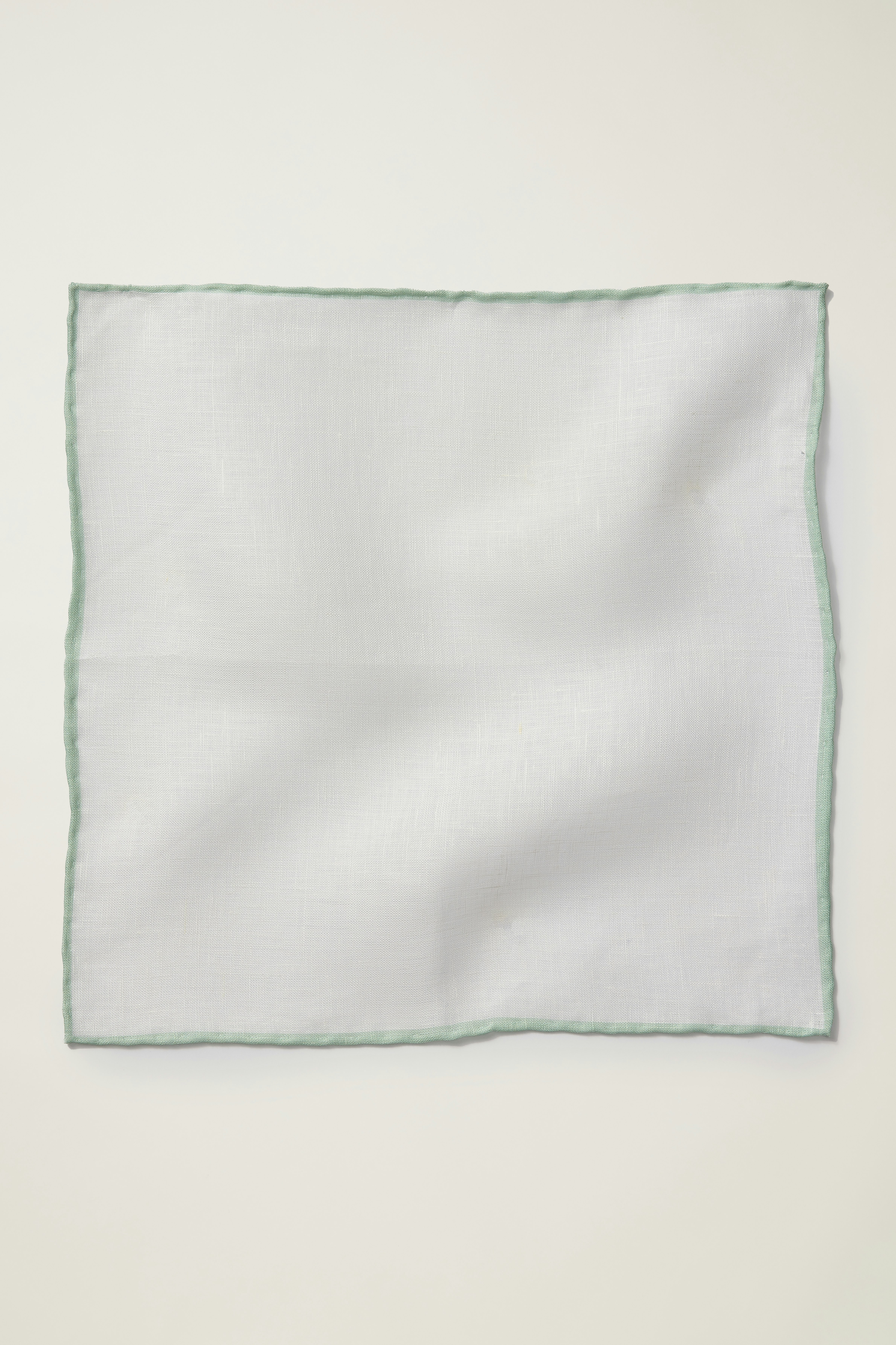 Premium Pocket Square white with green tipping