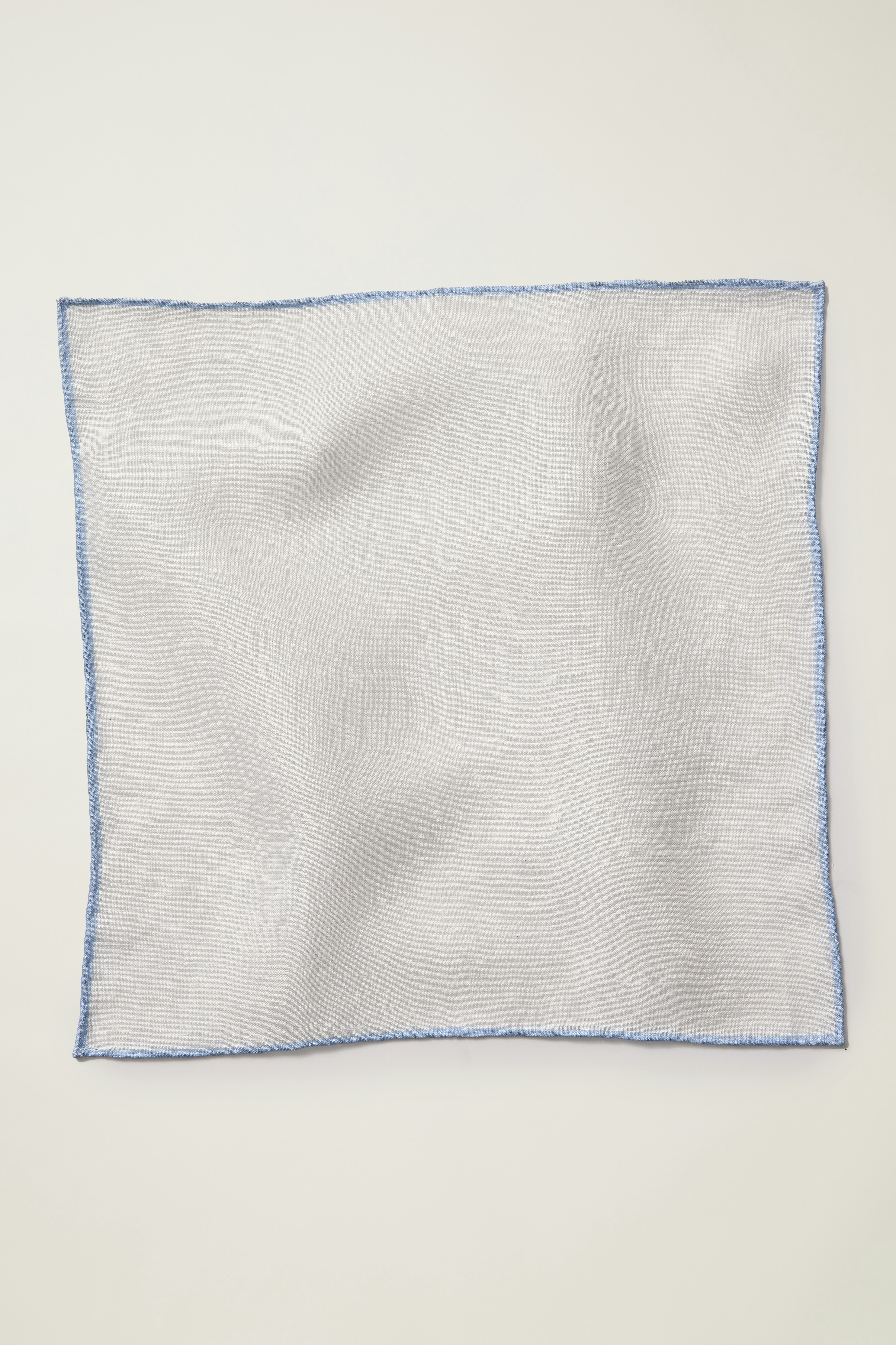 Premium Pocket Square white with sky blue tipping