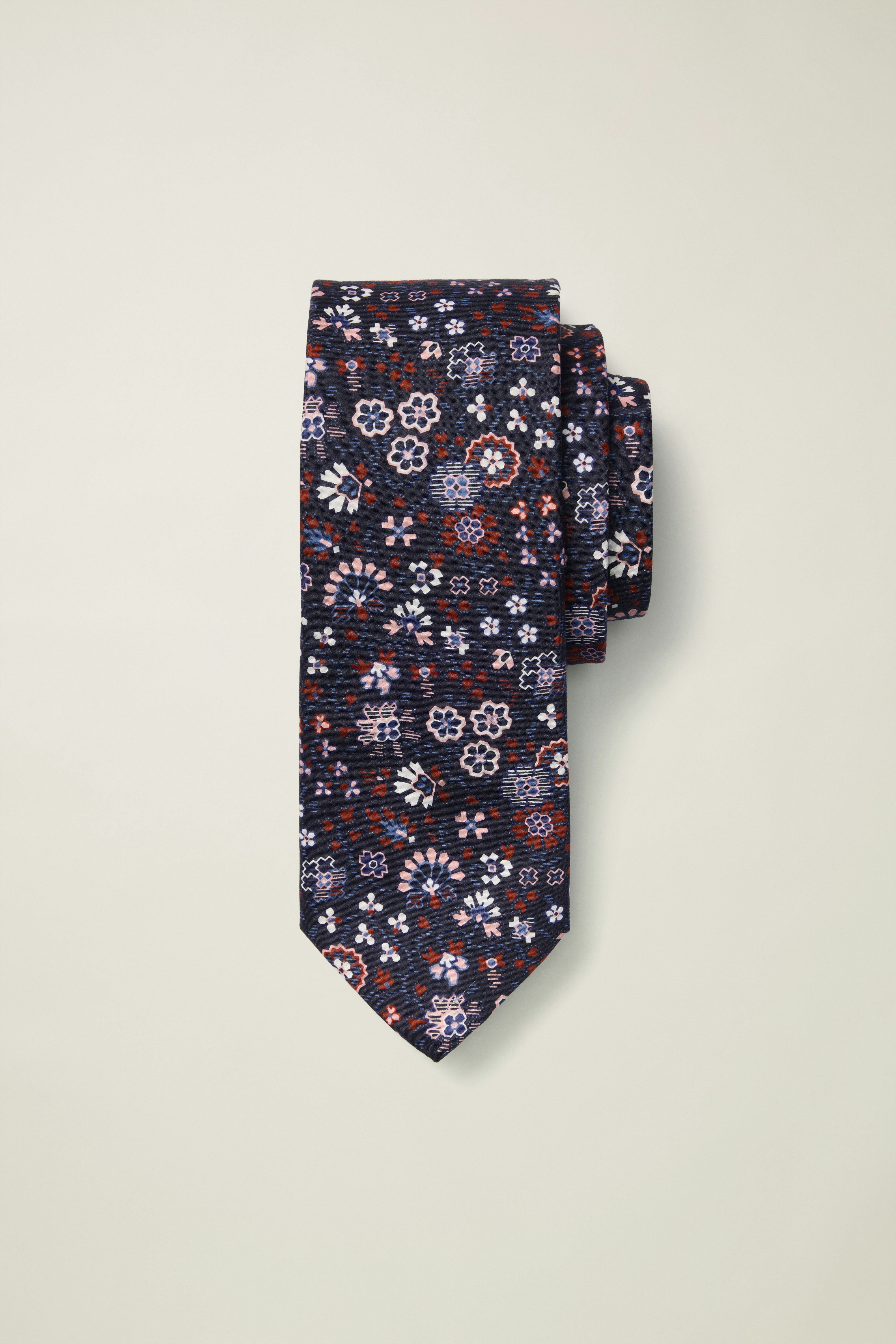 Cotton Necktie Made With Liberty Fabric navy alastair felecity