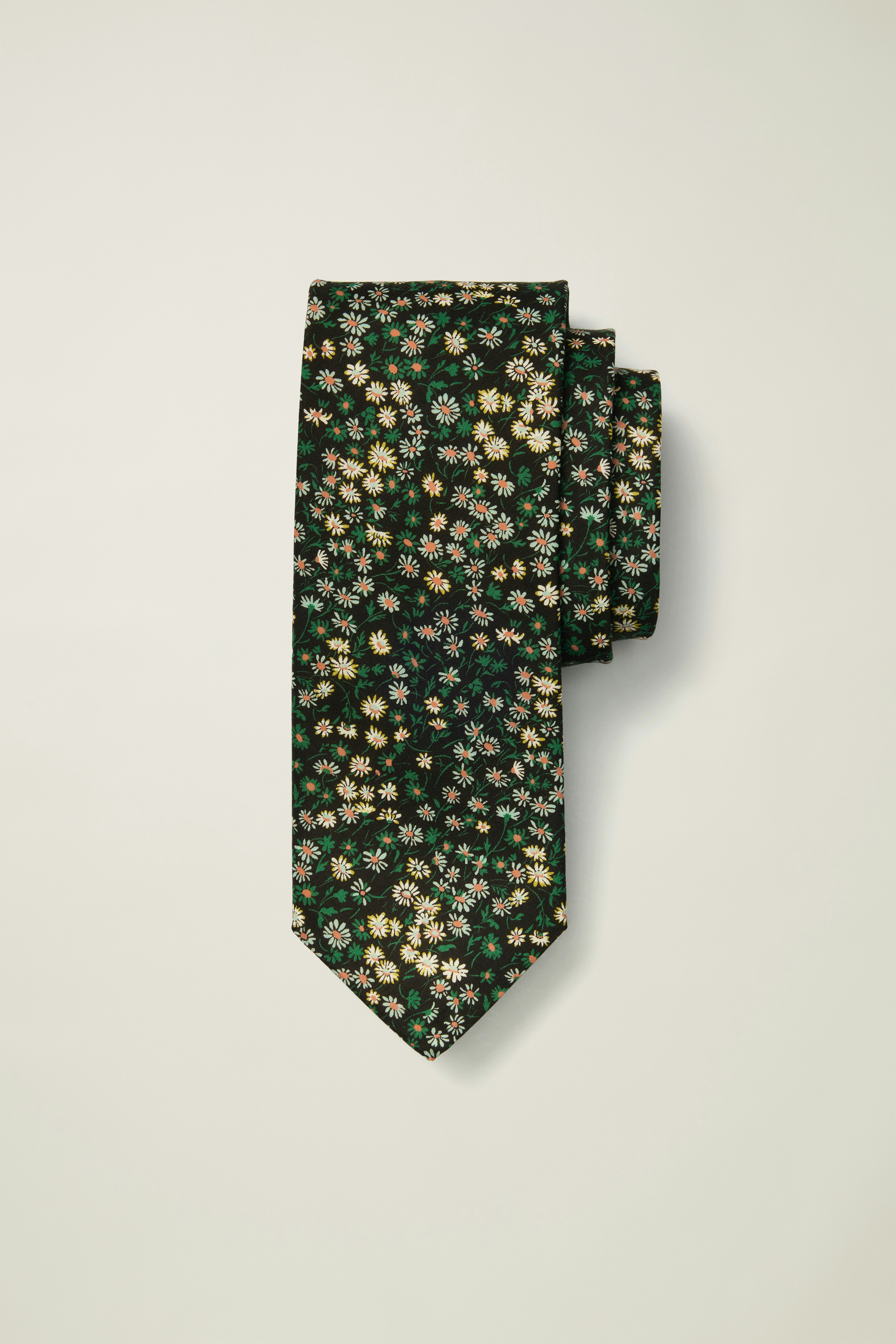 Cotton Necktie Made With Liberty Fabric green marguerite floral