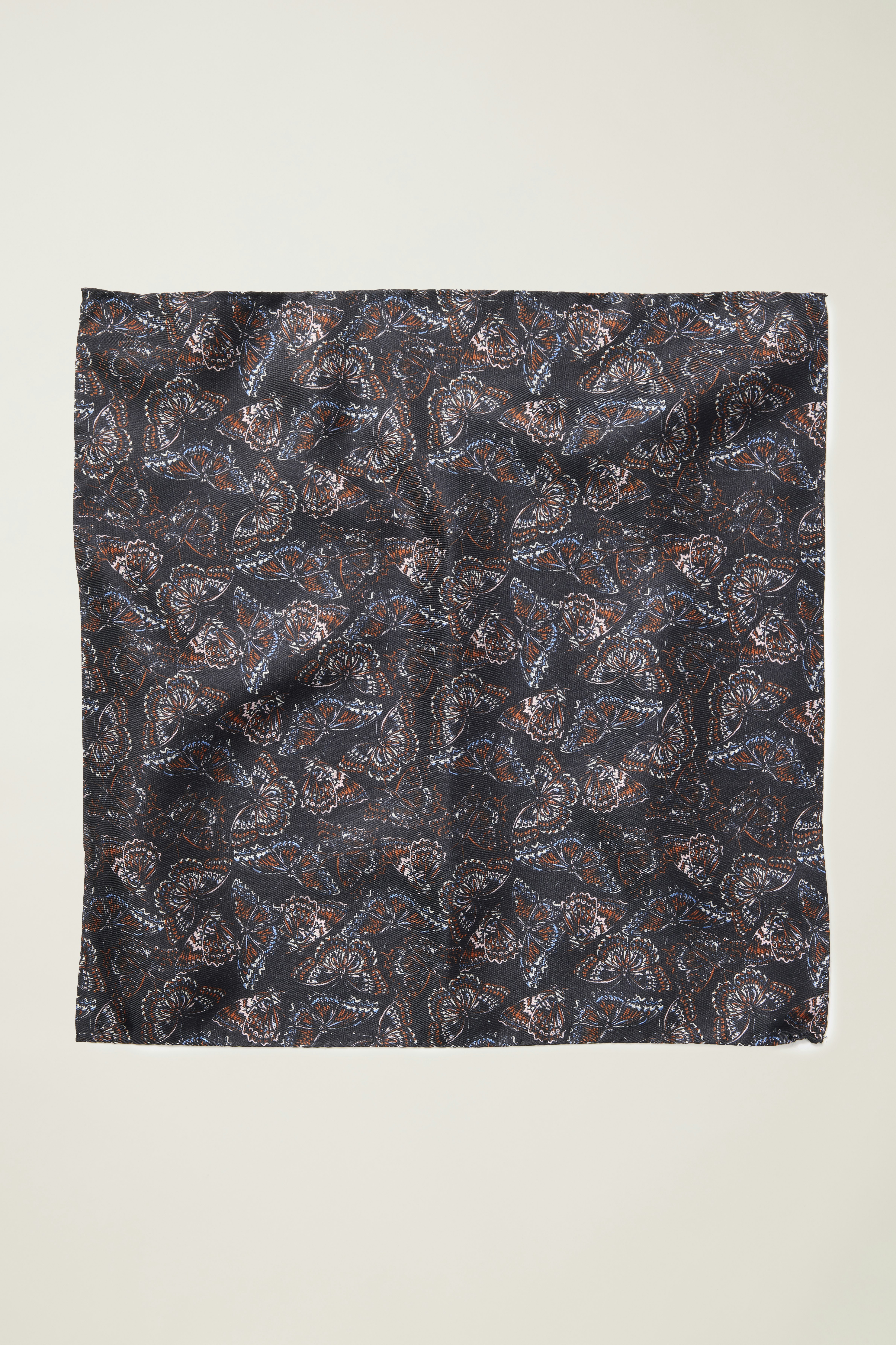 Premium Pocket Square black flutter frenzy