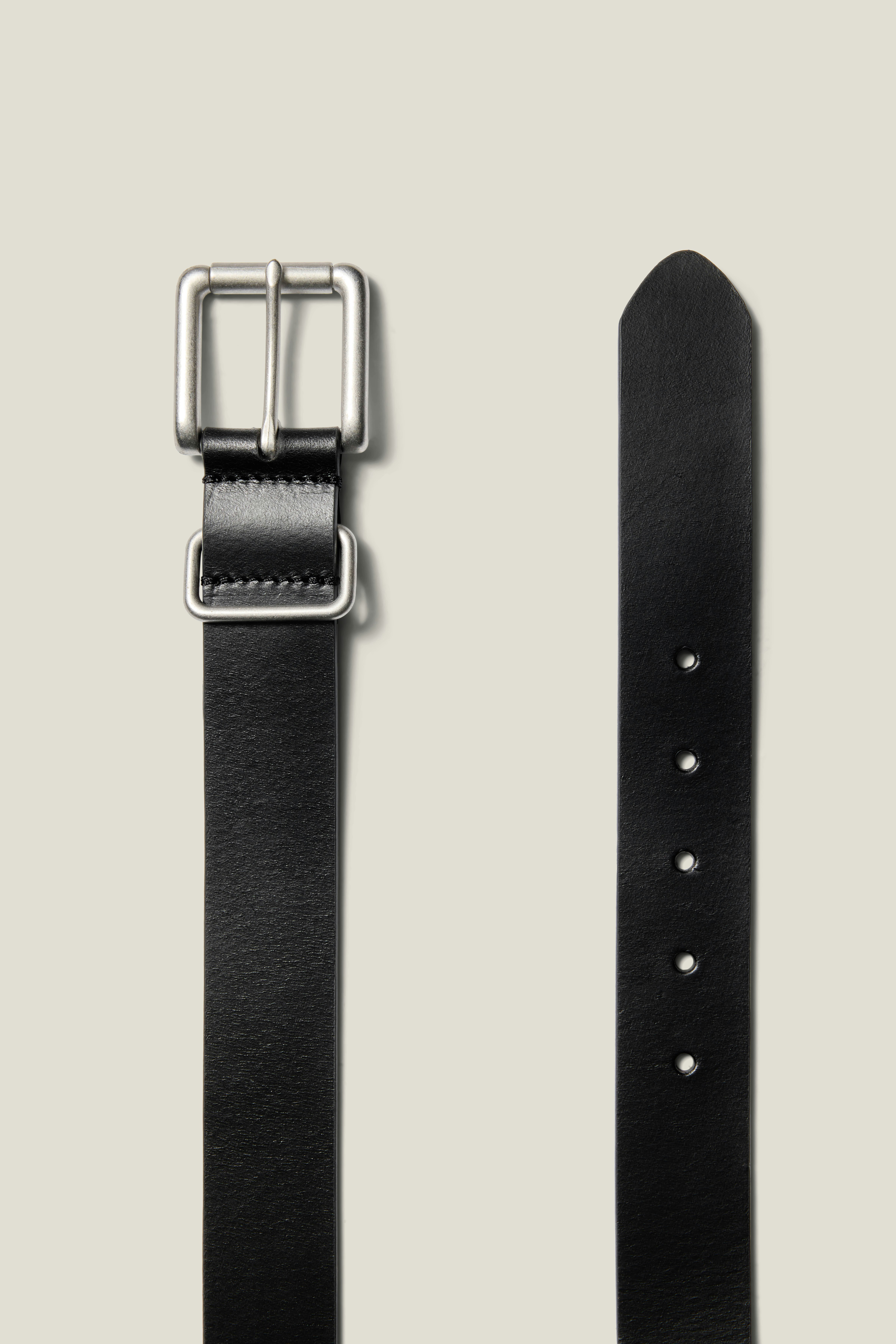 Leather Jeans Belt black with nickel