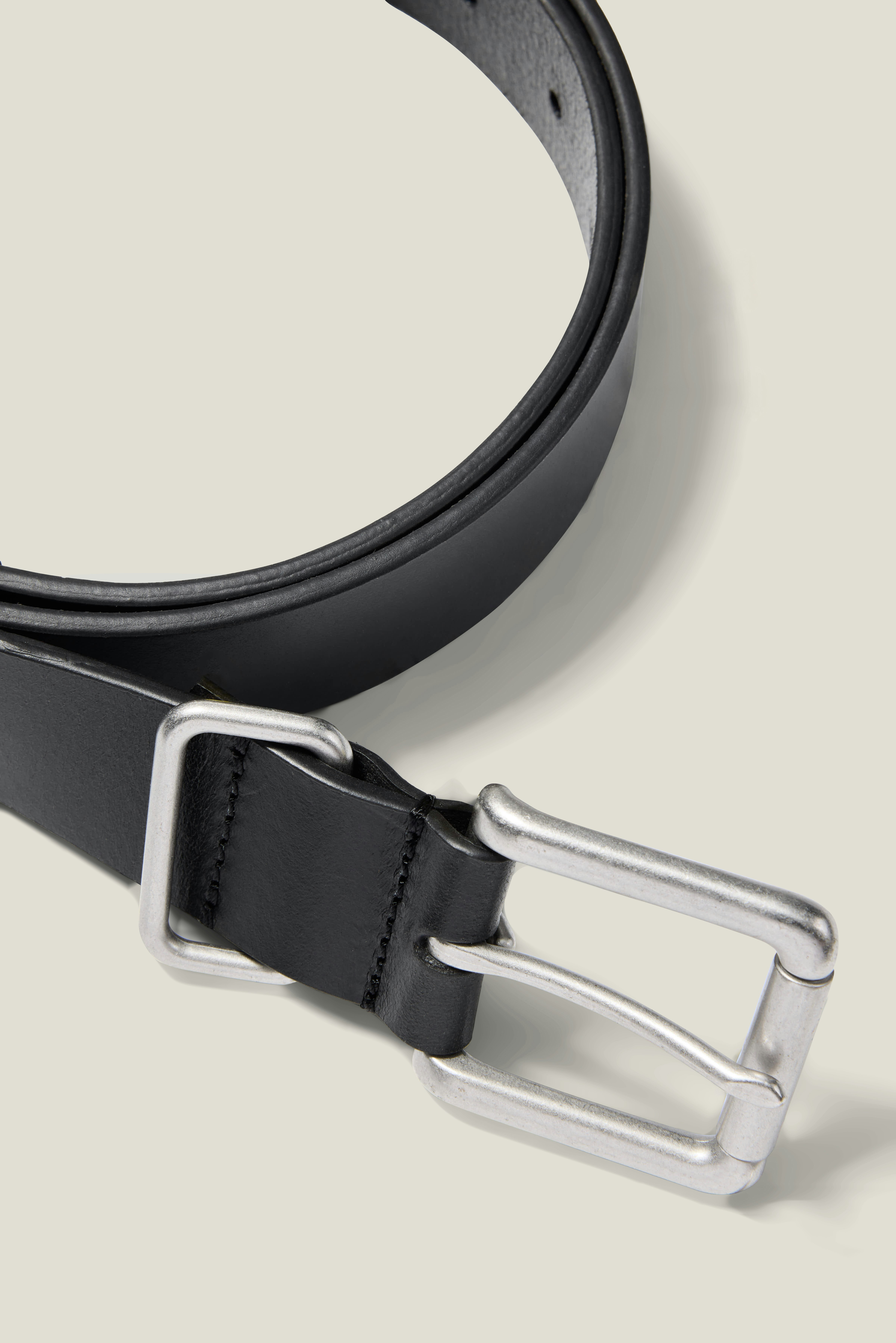 Leather Jeans Belt black with nickel