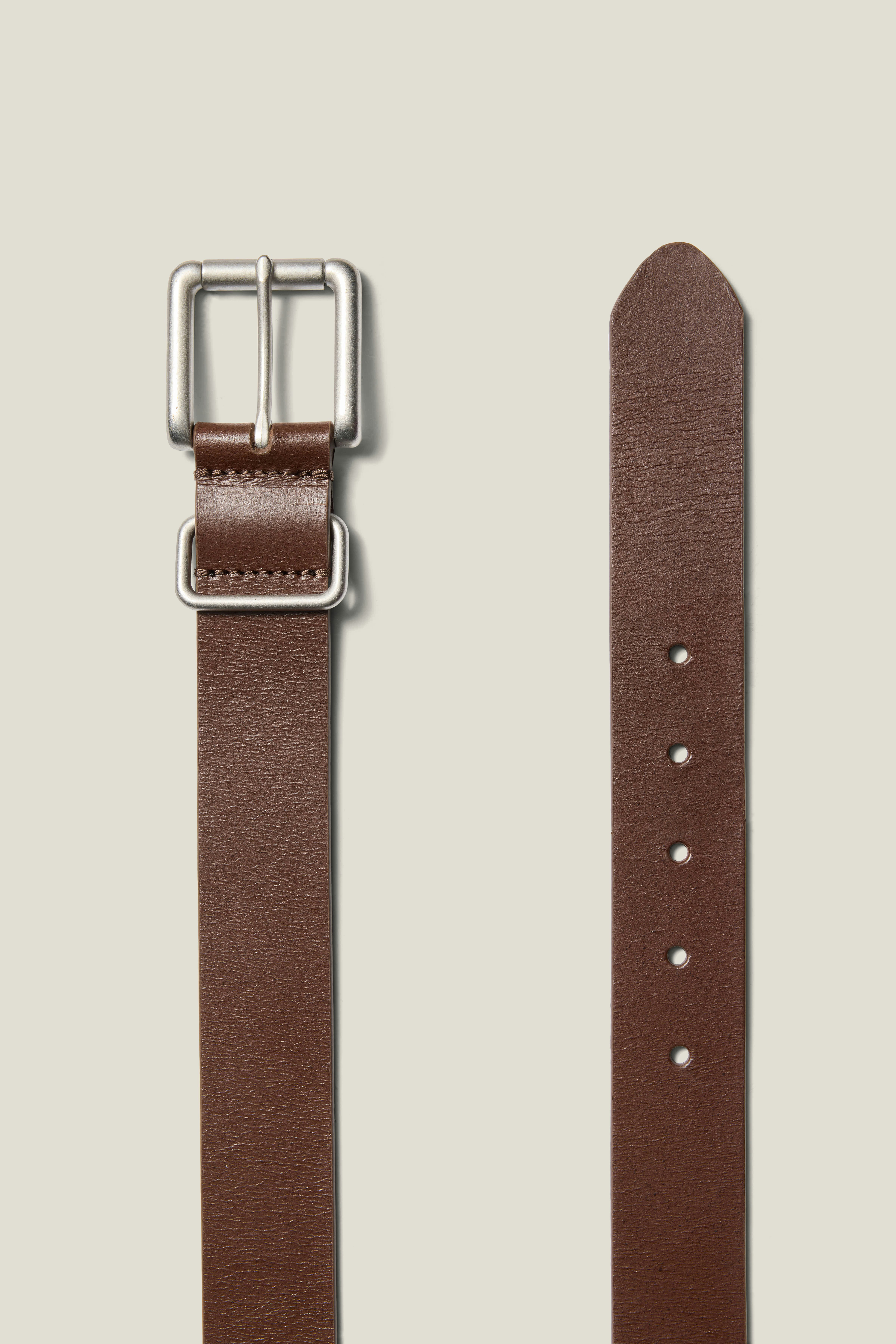 Leather Jeans Belt dark brown with nickel