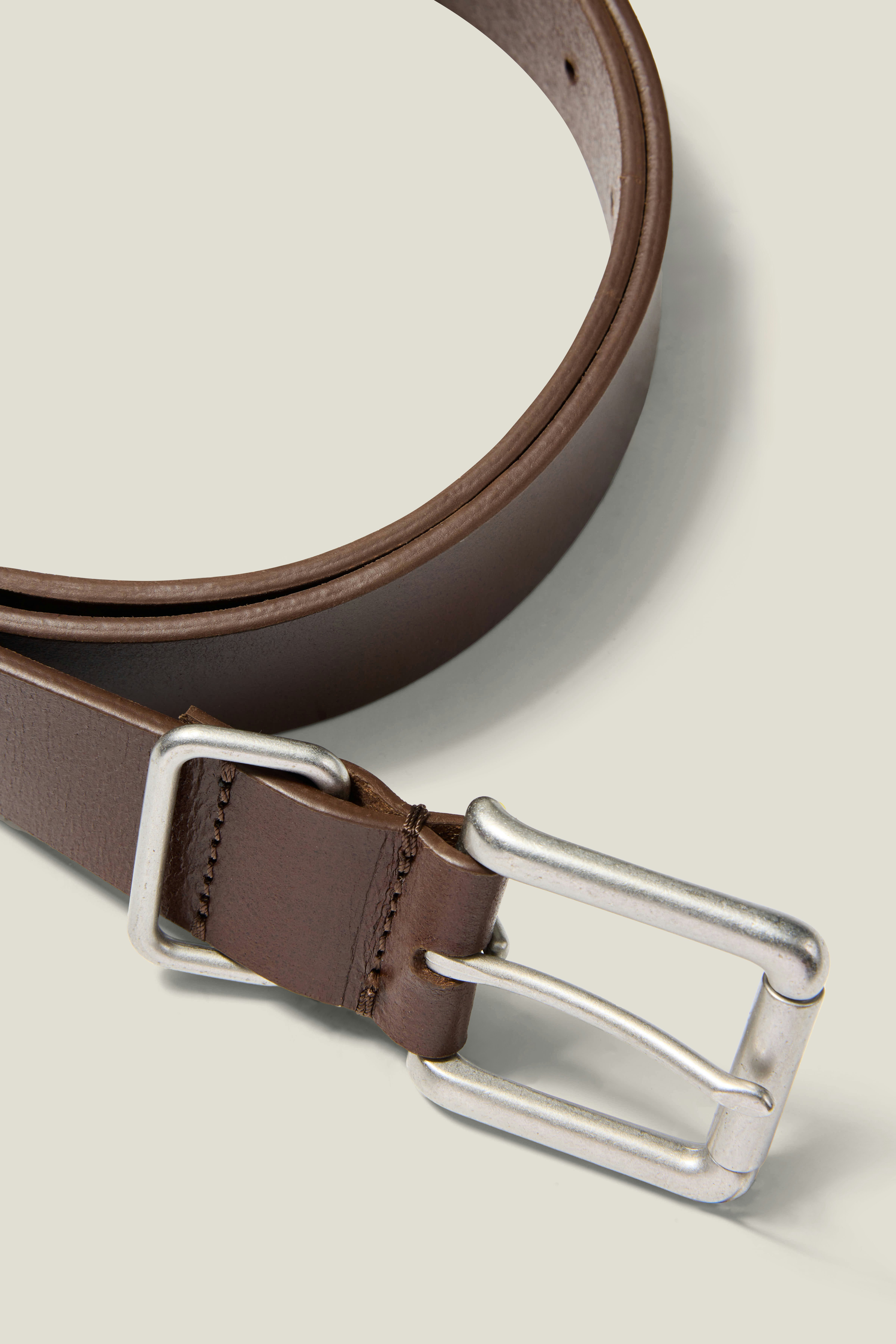 Leather Jeans Belt dark brown with nickel