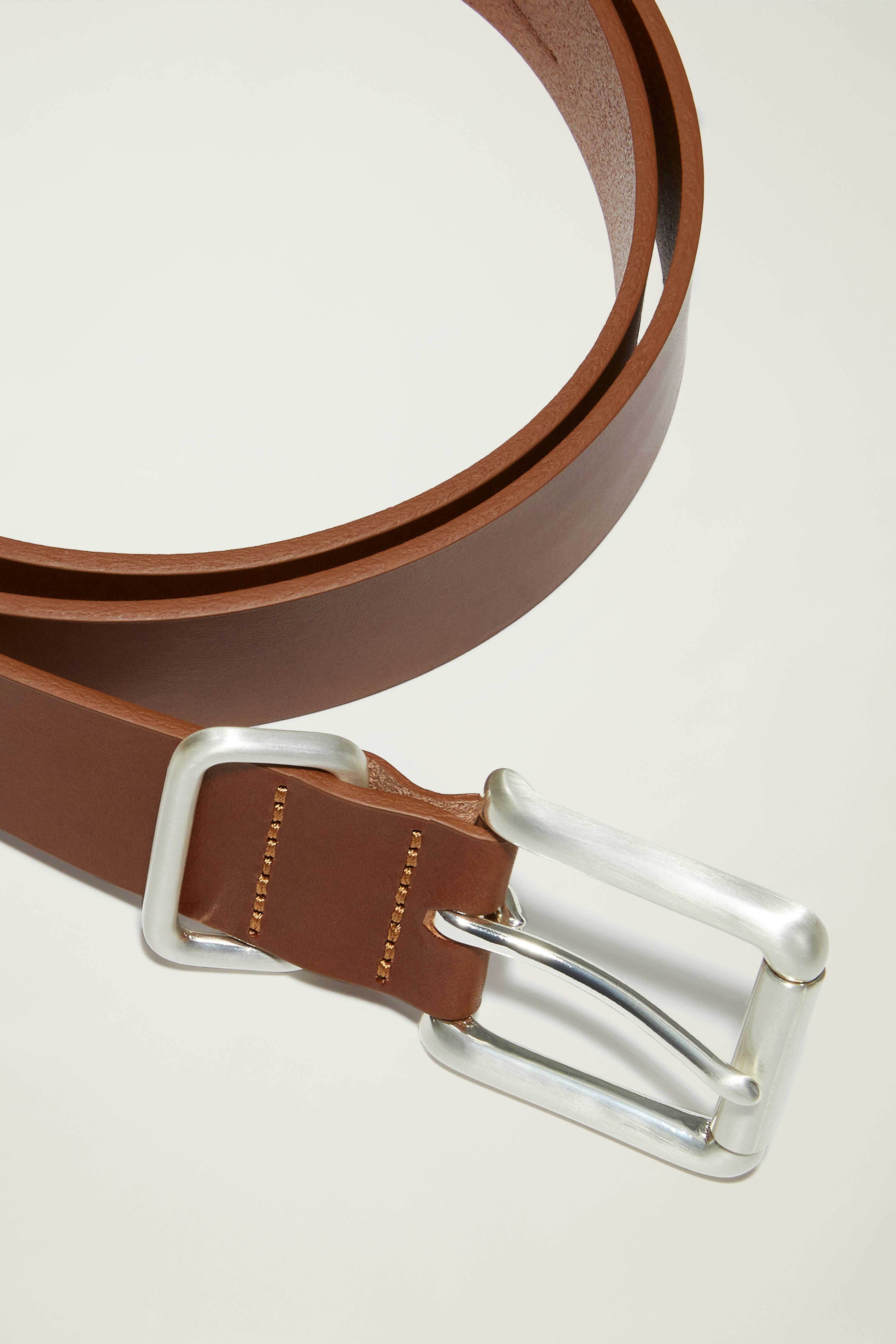Leather Jeans Belt light brown with brushed nickel