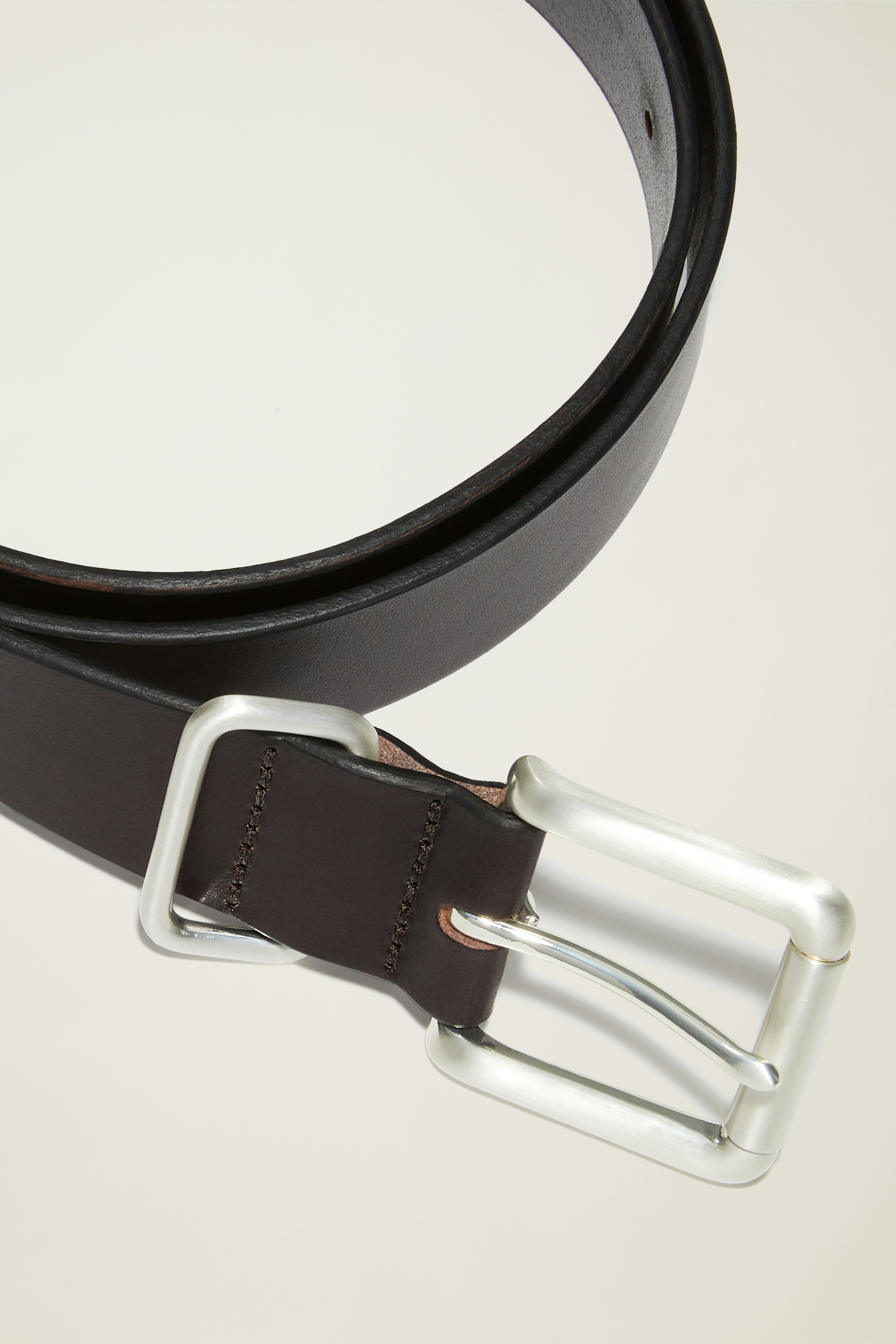 Leather Jeans Belt brown with brushed nickel